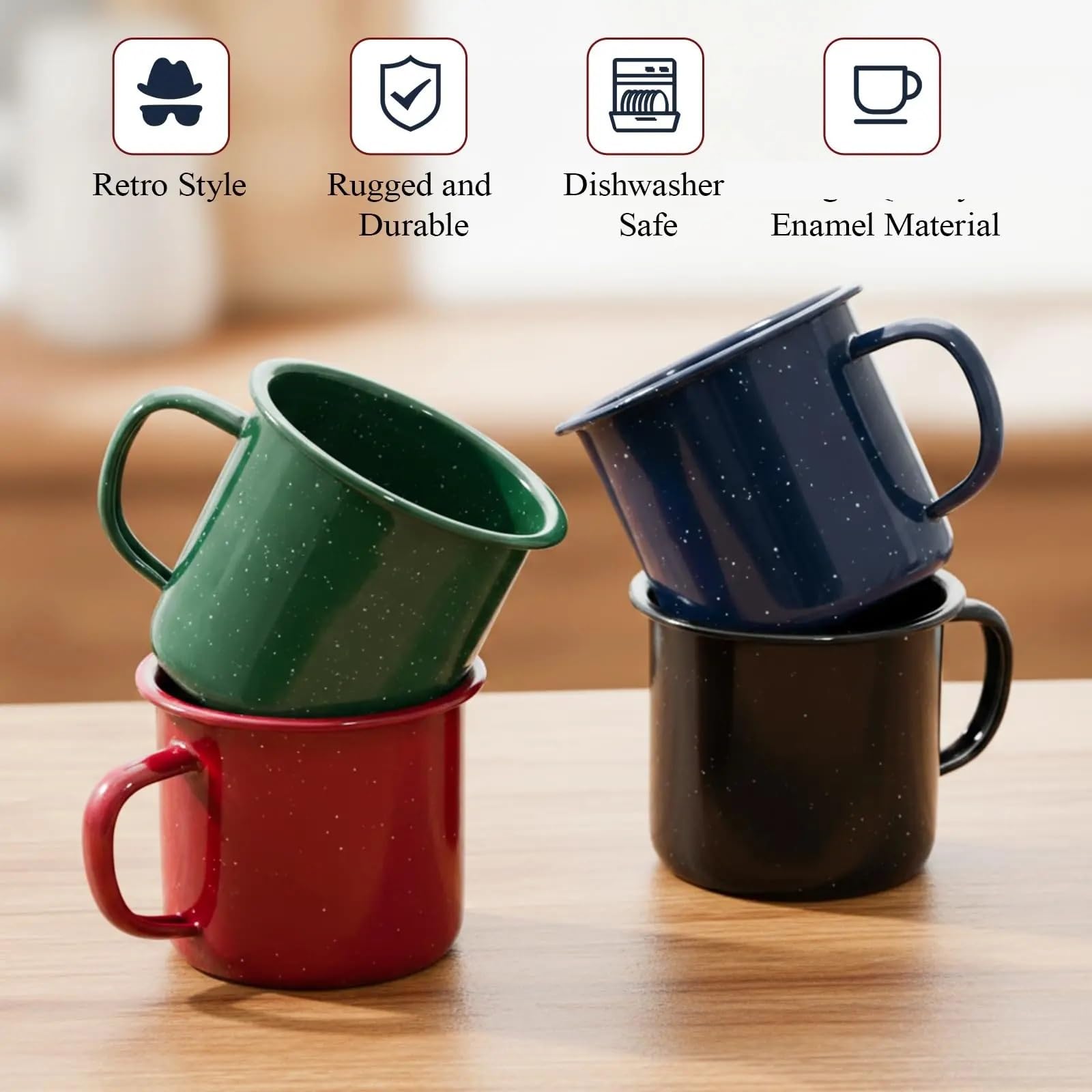 16oz Emaille-Tasse, Kreative Retro-Kaffeetasse Mit Dicker Wand | Mit Griff for heiße und kalte Getränke, Teetasse, Trinkgeschirr