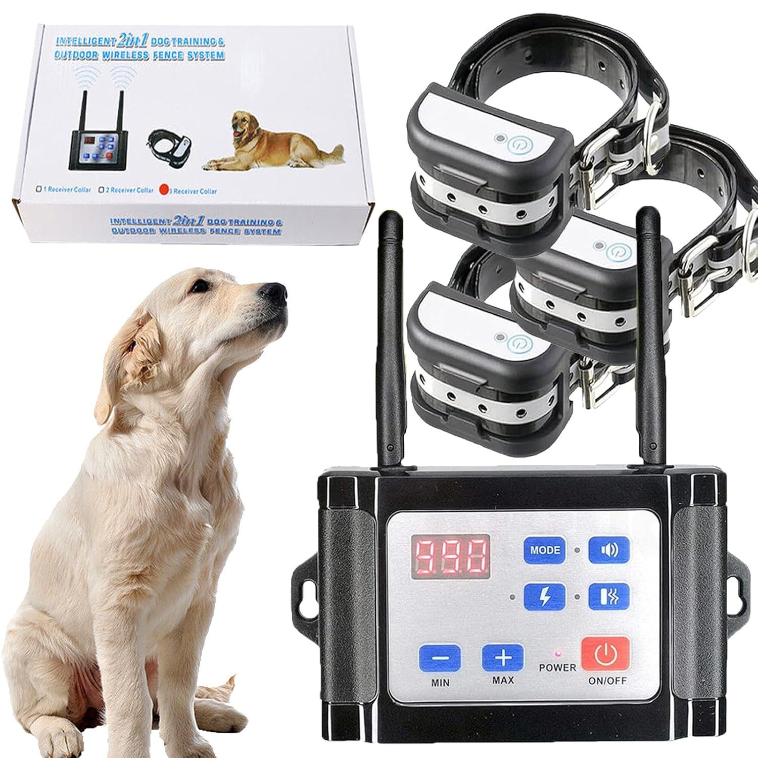Wireless Dog Fence Electric Pet Containment System Control Range of 80-1960ft No Randomly Correction Vibration Shock IP67 Waterproof
