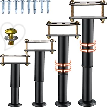 7-12in Bed Support Legs for Bed Frame Support,Slat Support 4PC | Bed Frame Legs Length Adjust, Stabilizer for Under Bed,Bed Center Support,For Sagging or Tilted Bed Frame,Bed Slats Warped