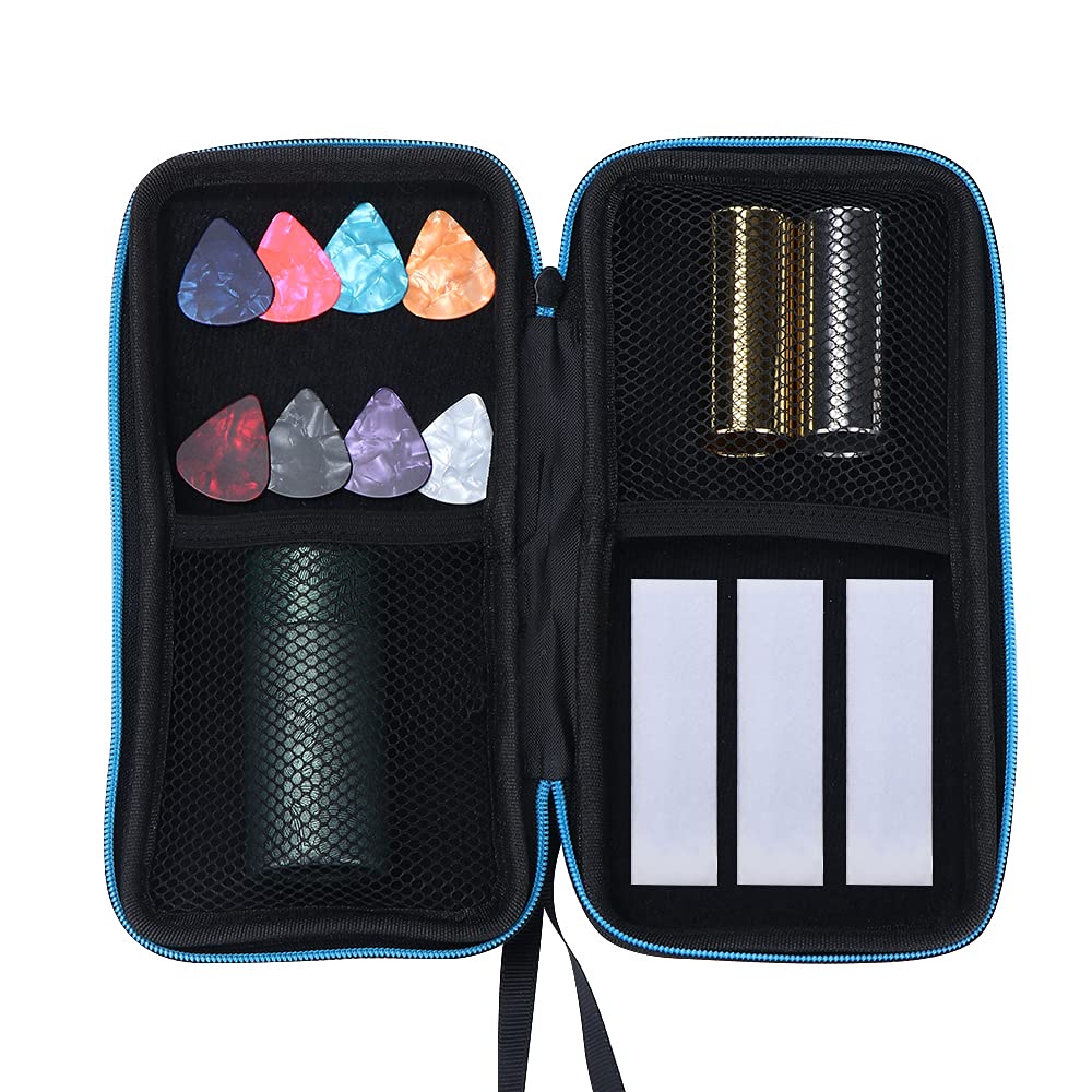3Pcs Slides Guitare Kit avec 1 guitare à glissière en verre, 2 Slide de Guitare en Acier Inoxydable, interrupteur à glissière de guitare tout-en-un pour la Guitare, Basses, Moyenne (6 cm)