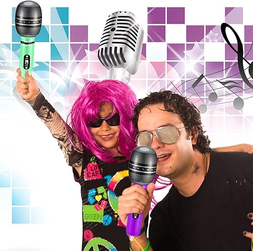 Miniatura 4 de 60 micrófonos inflables, micrófono inflable grande, varios colores, micrófono inflable, micrófono de juego de simulación, infla juguetes de plástico