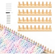 64 Inch Adjustable Chunky Blanket Knitting Loom, Wooden Loom for DIY Throw Blankets Chunky Knit Blanket Kit, 4-Section Modular, No Needles Required, Reusable Crafting Tool for Beginner