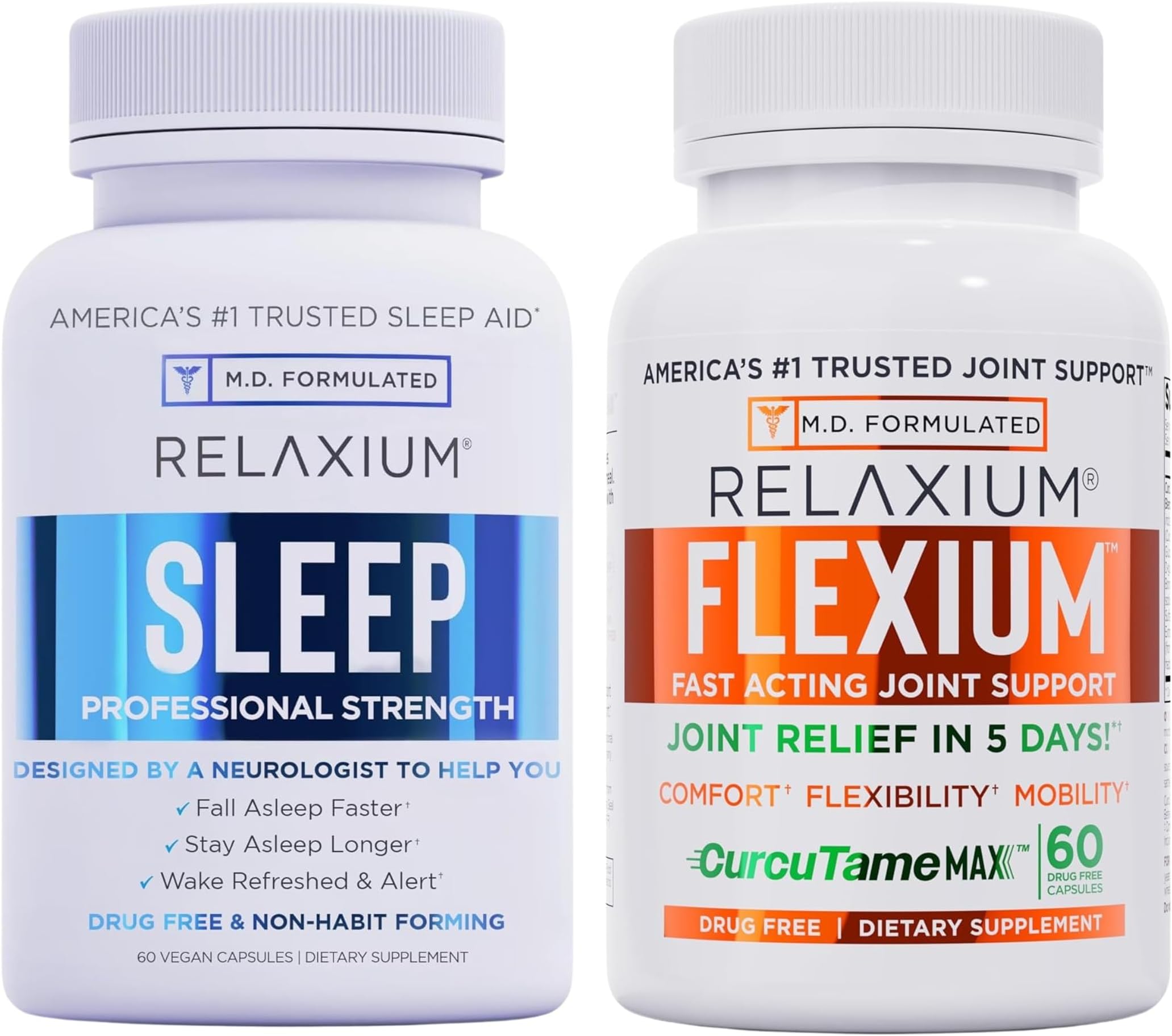 Relaxium Sleep Support – 120 Vegan Capsules – Melatonin, Ashwagandha, GABA – Made In USA – Exp 09/2026
