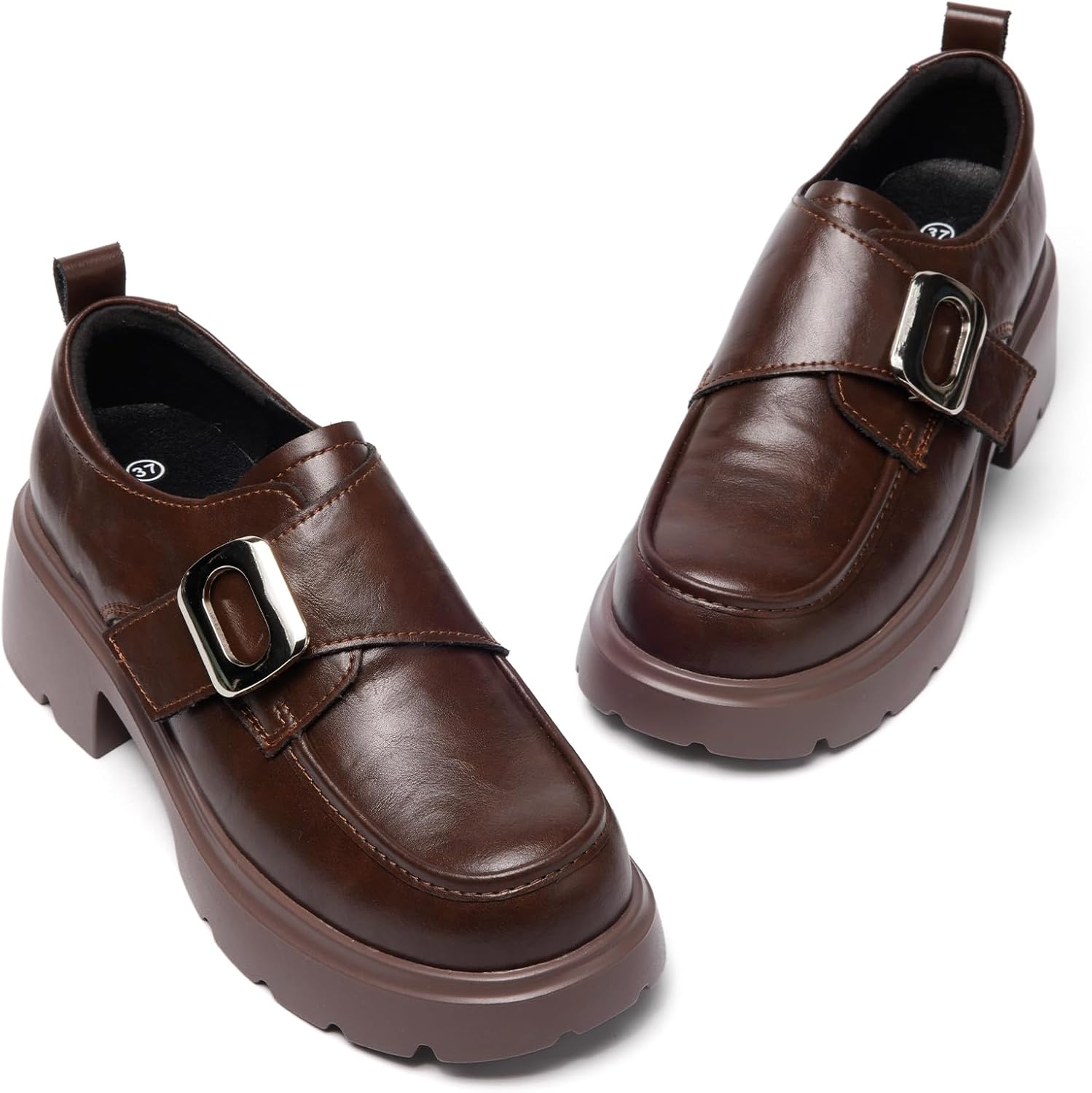 Loafers for Women Platform Chunky Loafers Hook and Loop Casual Dressy Shoes - Image 6