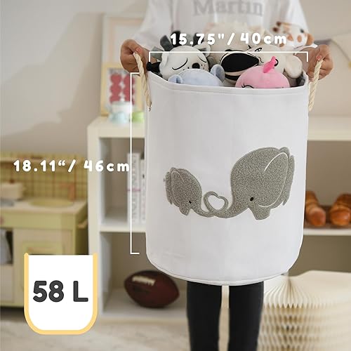 Miniatura 5 de INough Cesta de bebé extra grande, cesta de juguetes para niños, cesta de lavandería para ropa sucia de bebé, cesta de almacenamiento plegable de