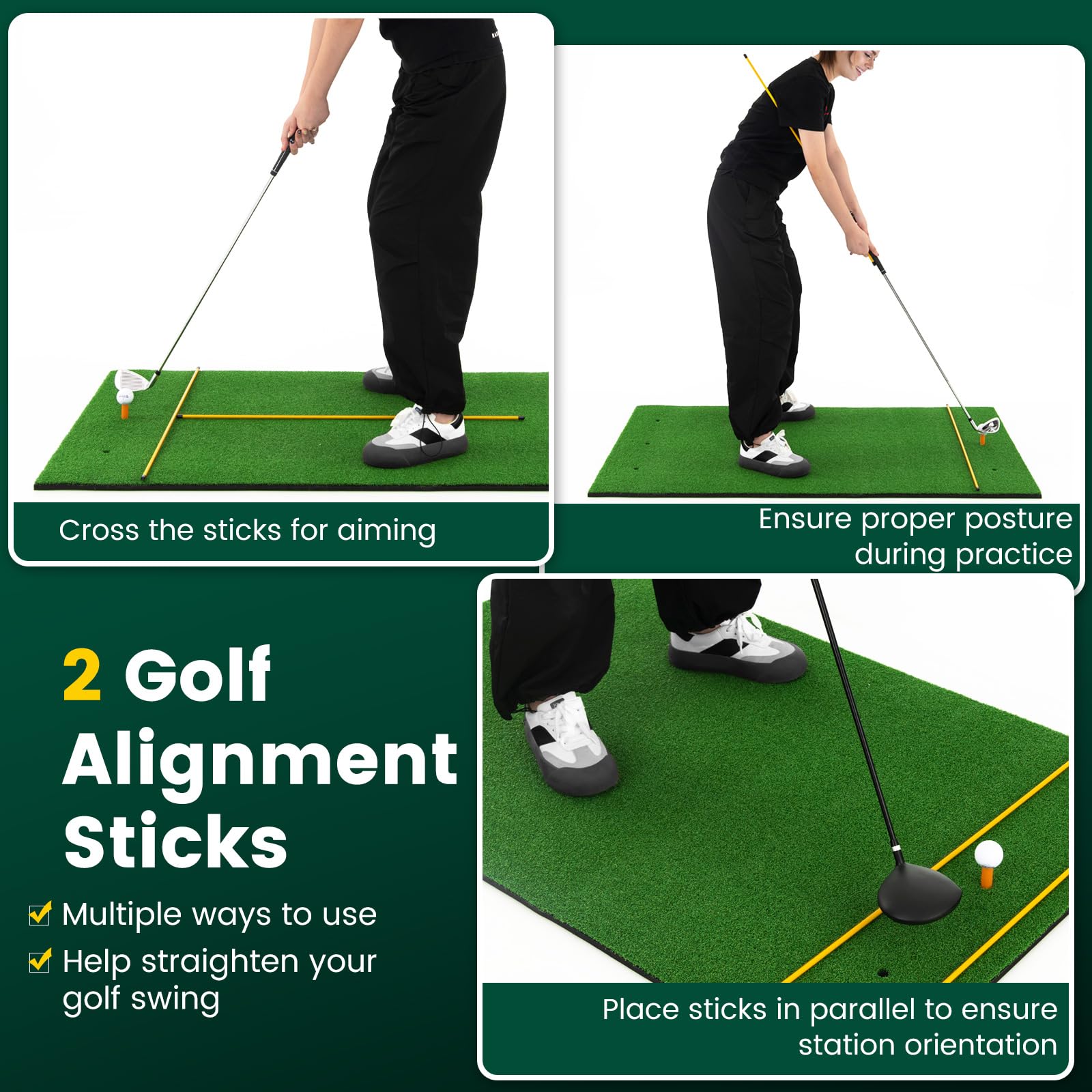 GOPLUS Tapis de Frappe de Golf 152x92cm, Tapis de Gazon Synthétique de pour l'Entraînement en Intérieur et en Extérieur, Aides à l'Entraînement Au Jeu de Golf,