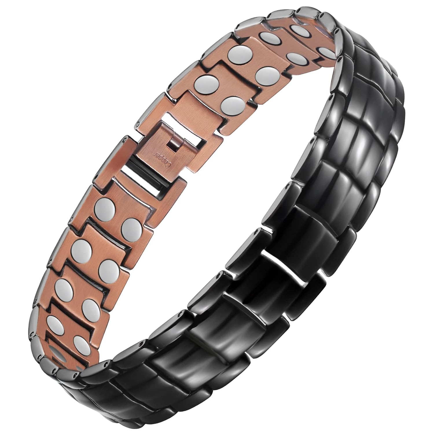 Feraco Magnetic Copper Bracelet for Men 99.99% Pure Copper Bracelets with Double Row 3500 Gauss Magnets, Black - Review, Price and Buying Guide