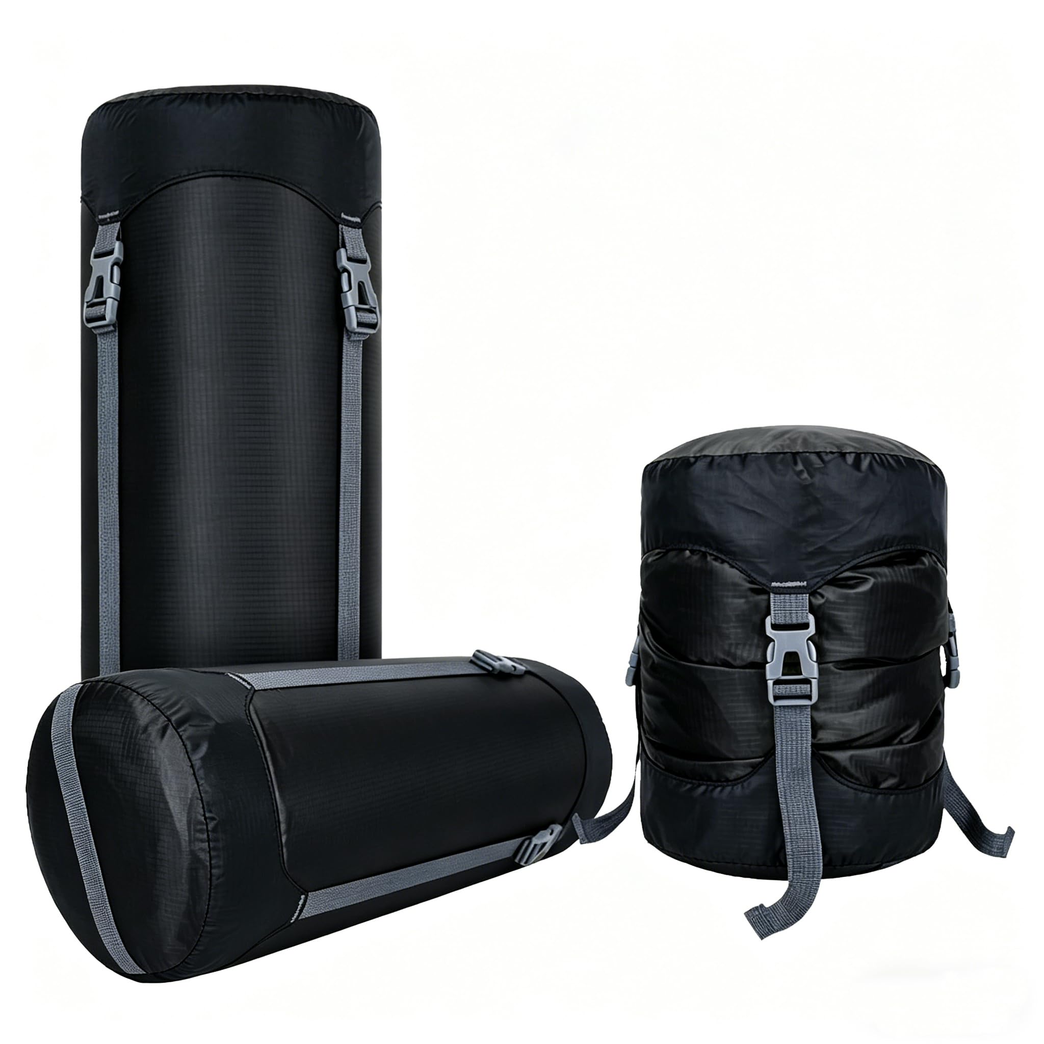 Guerity Compression Stuff Sack,Waterproof Sleeping Bag Compression Sack, 11L Outdoor Storage Bag Stuff Sack for Camping Hiking Backpack (Black, 11L)