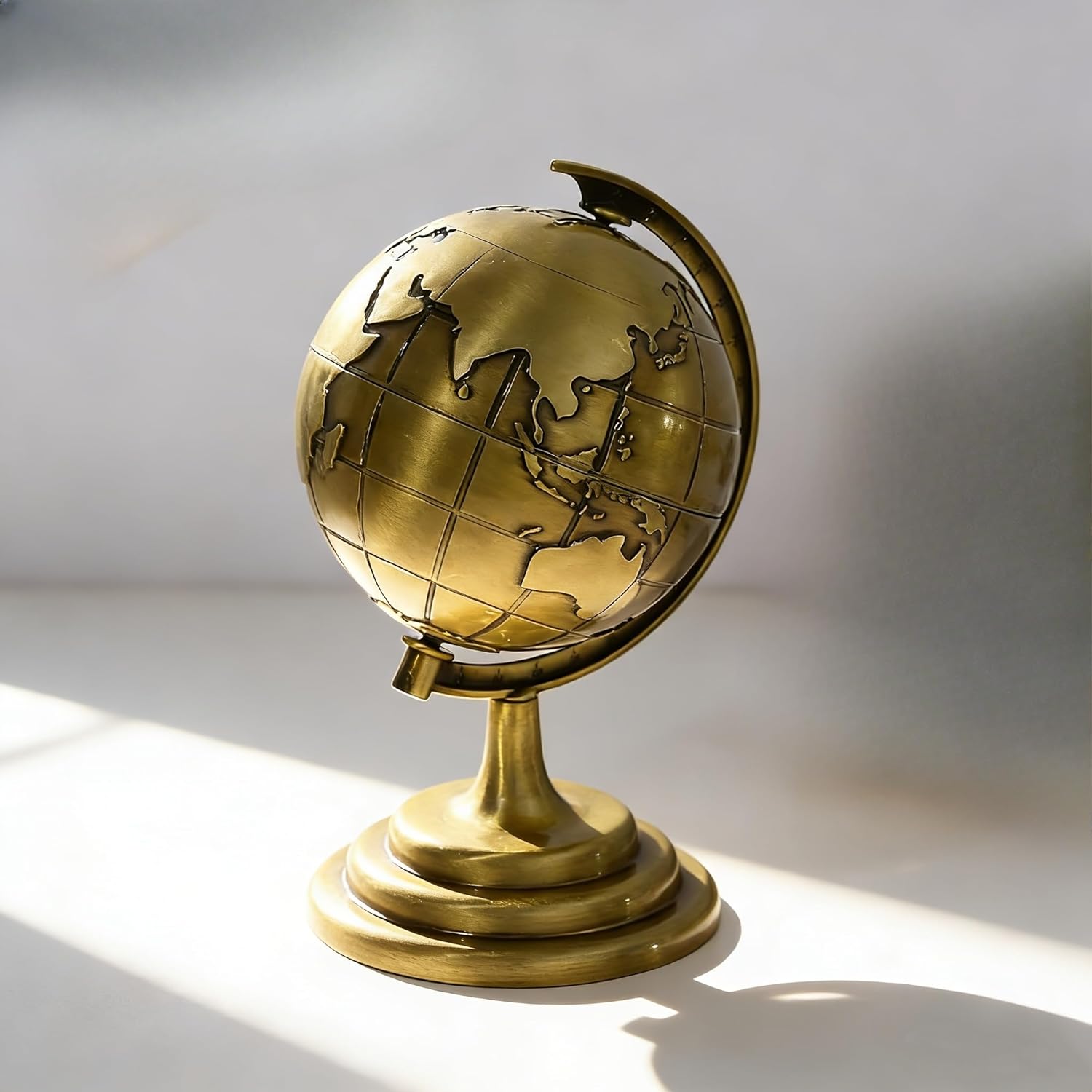 Vintage Bronze Alloy Globe Ornament | Metal Decorative Model for Home Office & Holiday Gifts