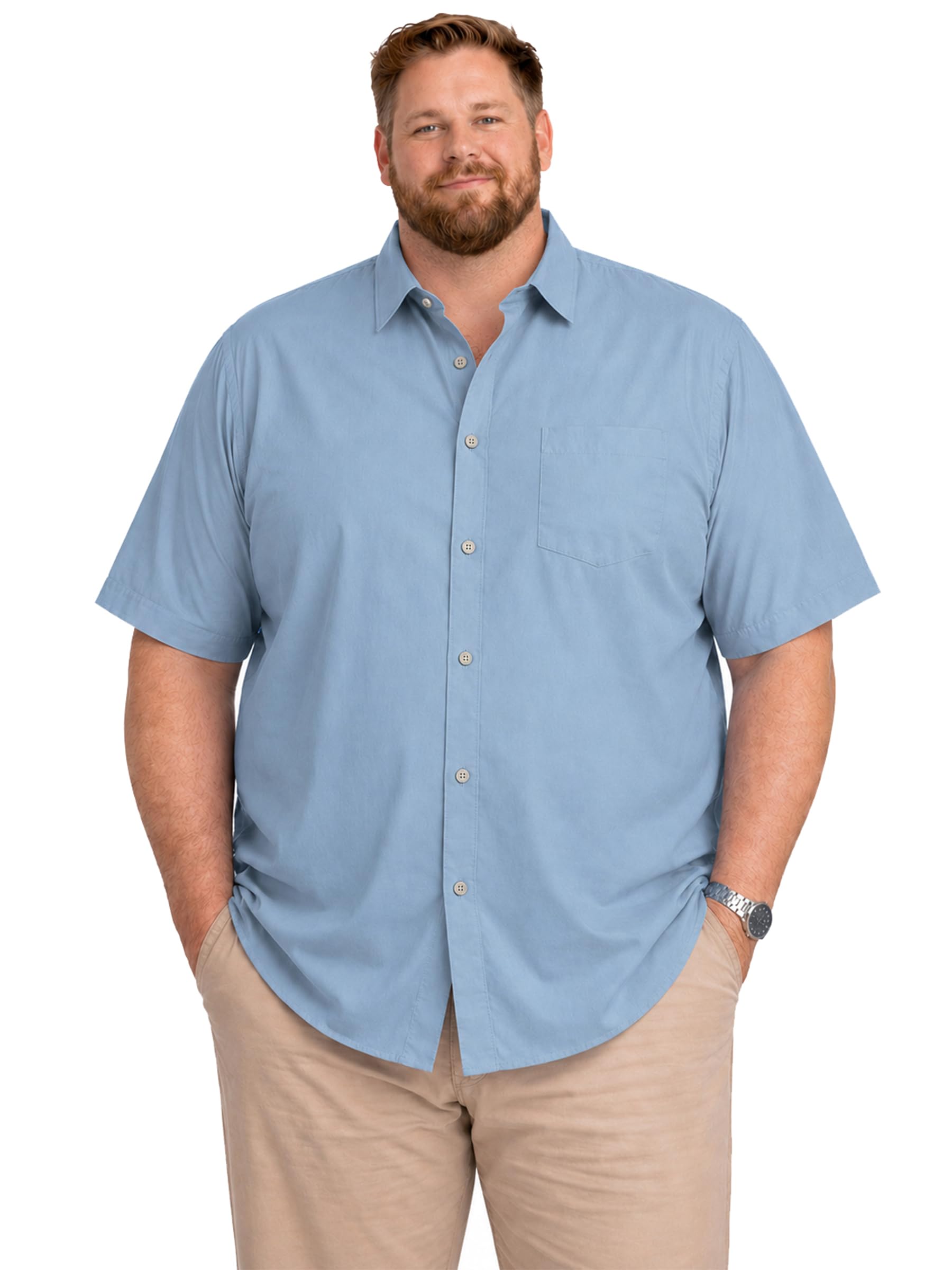 Weecreeture Men's Big & Tall Short Sleeve Dress Shirt