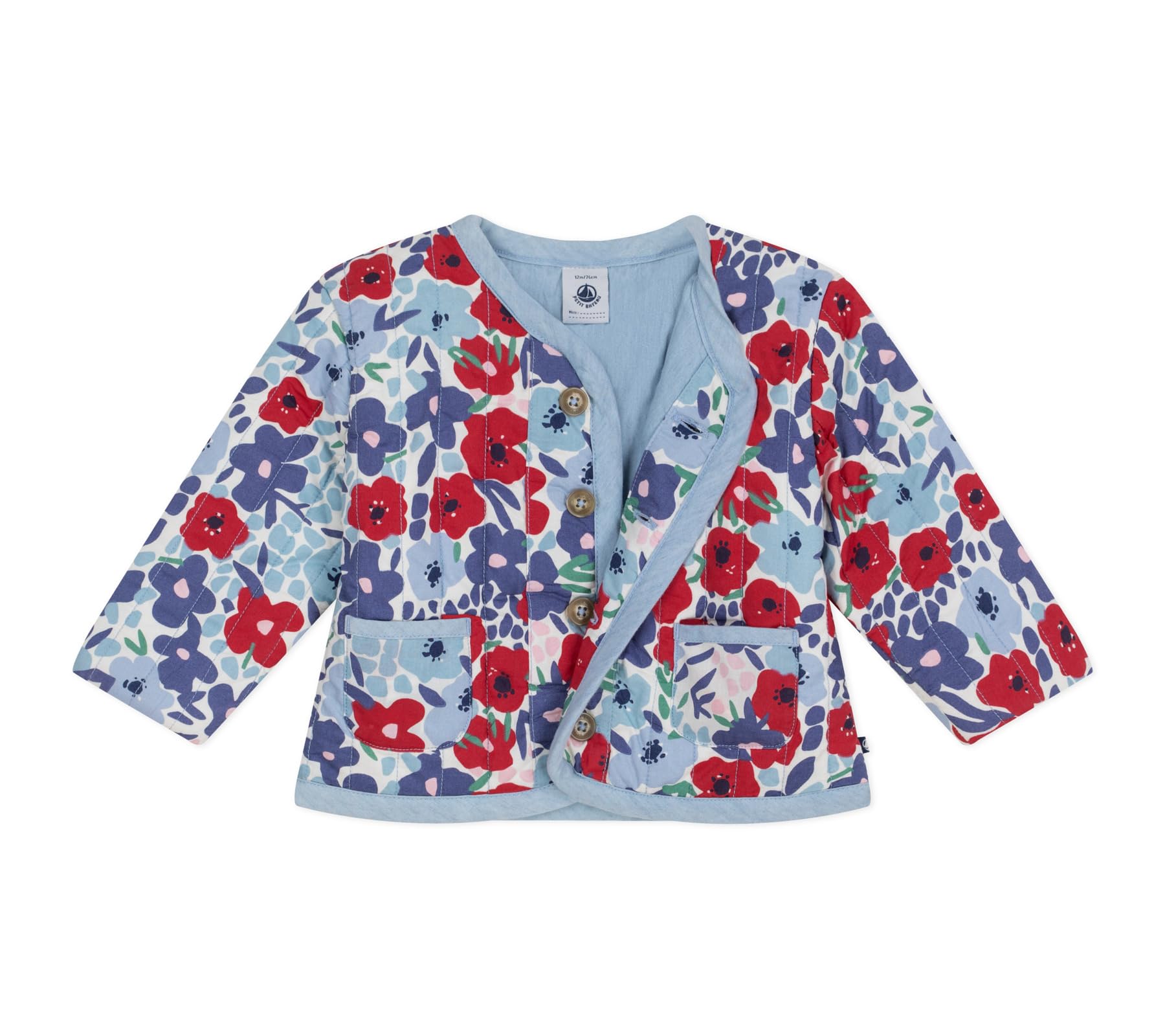 Petit Bateau Veste Bébé en Coton Matelassée, Imprimée Fleurs Blanc Multicouleur A0fls01 Vêtements JOUR Bébé fille (lot de 1)