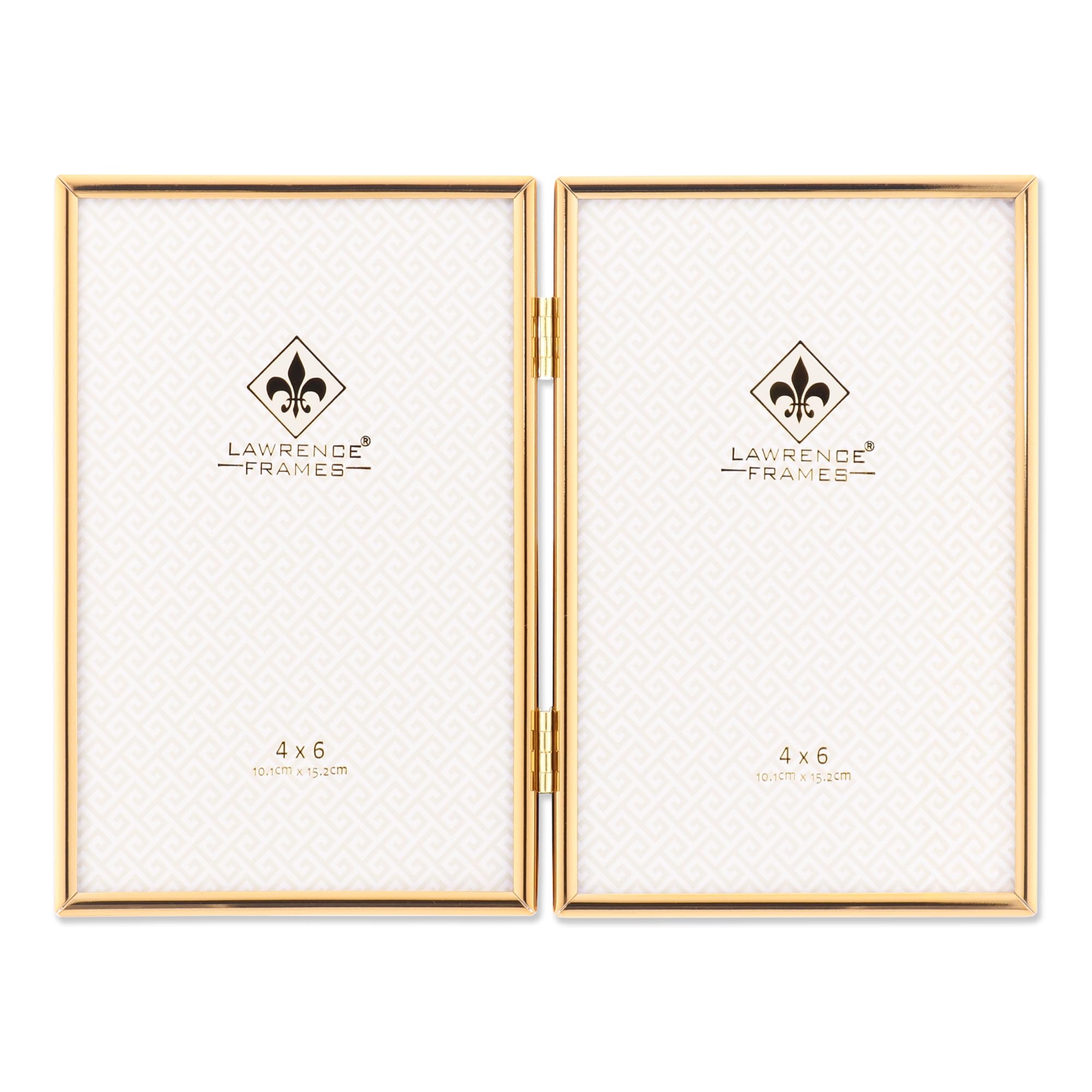 Lawrence Frames Hinged Simply Gold Metal Picture Frame, 4x6 Double