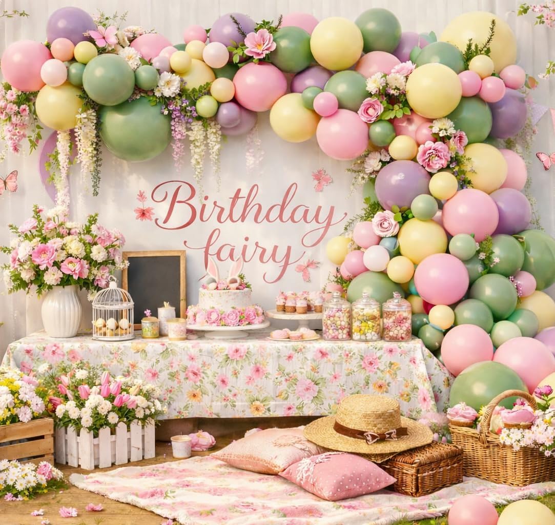 Pastel Easter Balloon Arch Garland Kit 158pcs Spring Bunny Daisy Garden Baby Shower Girls Birthday Egg Hunt Party Decorations (Pastel)