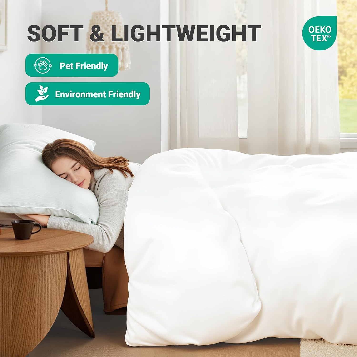 NEXHOME PRO Duvet Cover Set Queen, 100% Natural Bamboo Viscose,Washed & Brushed, Ultra Soft Bedding, Zipper Closure with 8 Corner Ties,1 Duvet Cover, 2 Pillowcases, No Comforter, 90''x90''