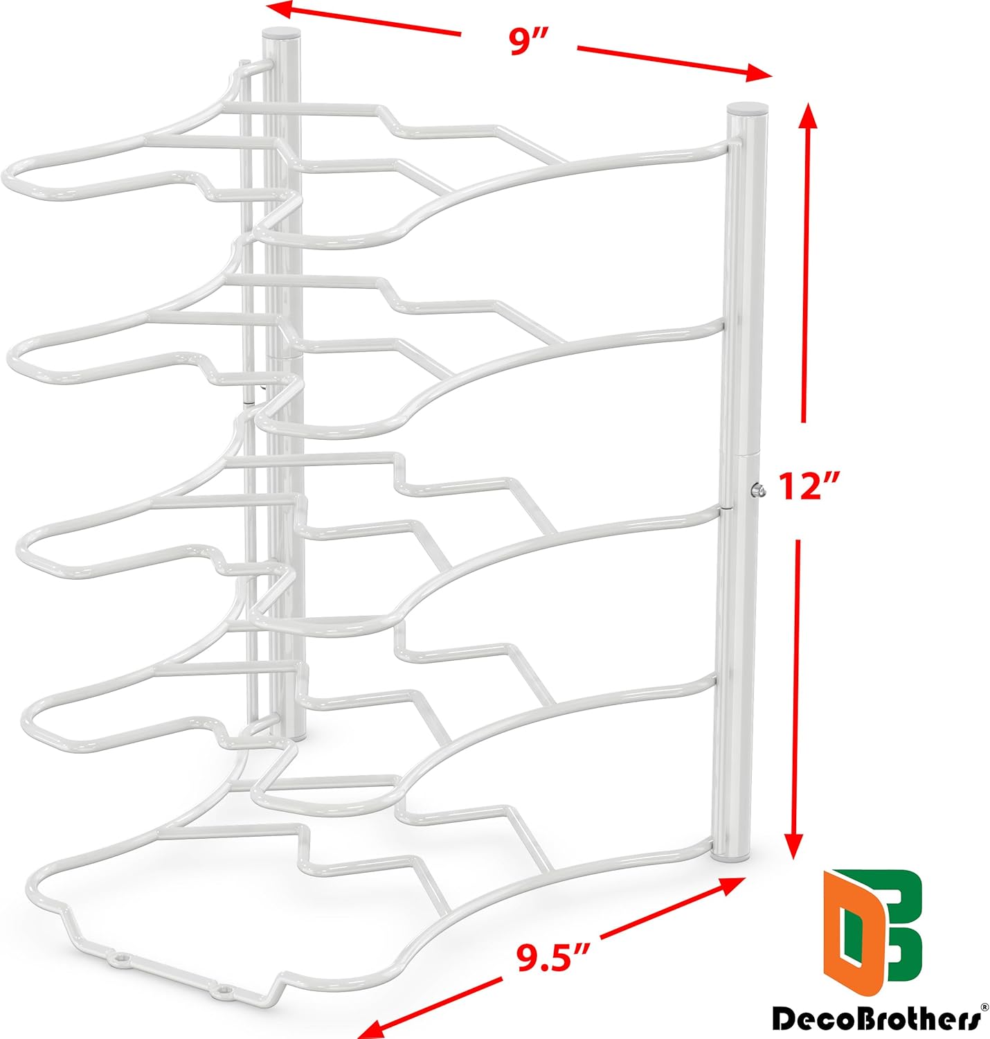 Deco Brothers Pan Organizer Rack for Kitchen Cabinet and Counter, White