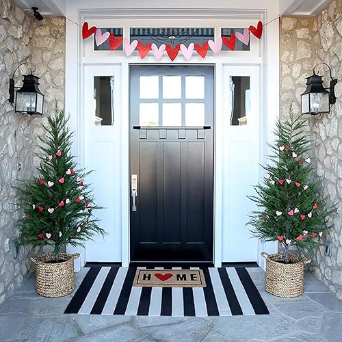 Miniatura 35 de CAINANEL Alfombra de exterior a rayas blancas y negras de 27.5 x 43 pulgadas, tapete de algodón tejido a mano para interiores y exteriores