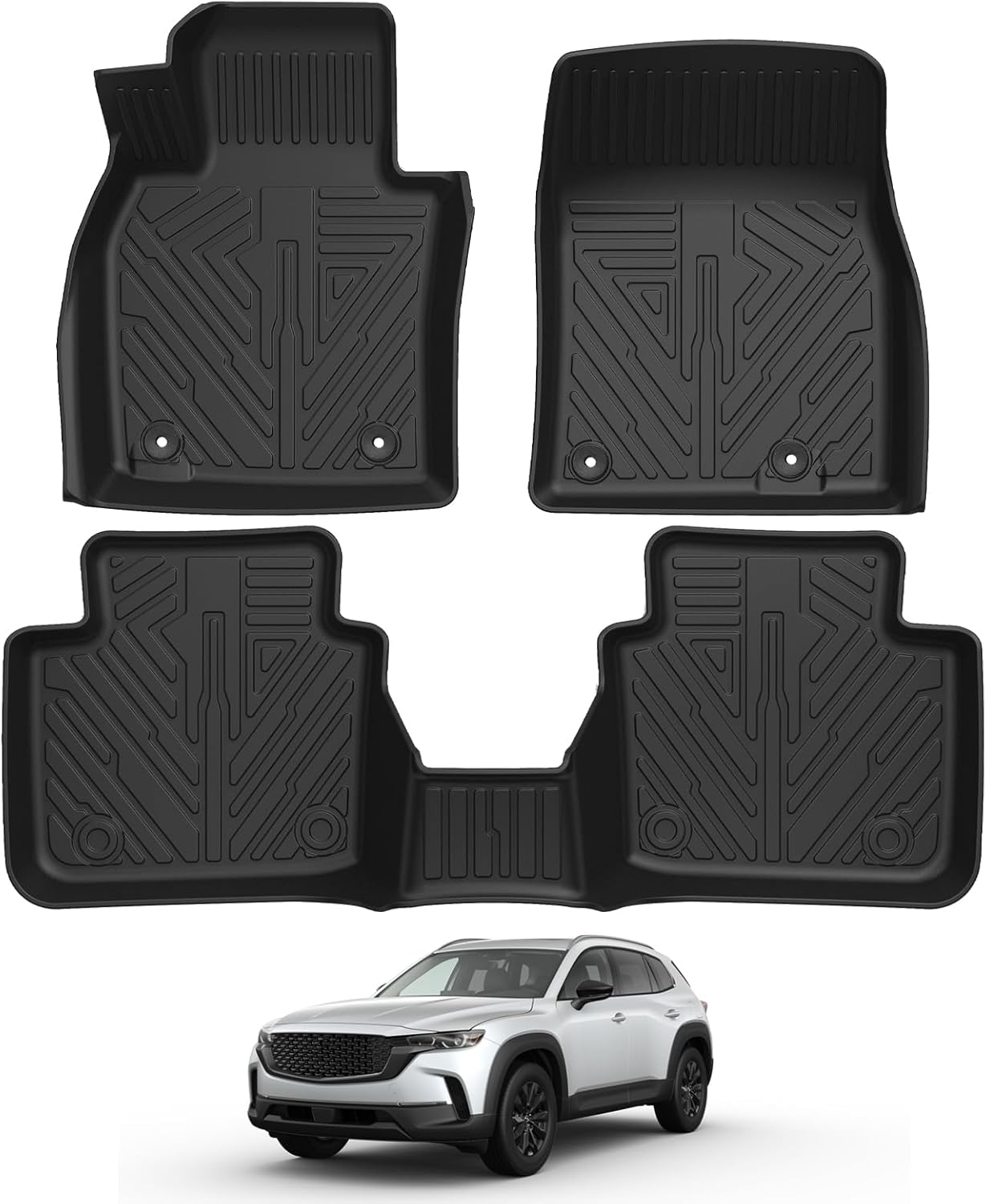 Falafa Floor Mats for Mazda CX-50 2023 2024 2025(Not for Hybrid), All Weather TPE Heavy Duty Floor Liners, 1st & 2nd Row for Mazda CX50 Car Mats Accessories Mazda CX-50 2023 2024 2025(Not for Hybrid?