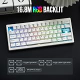 MechLands CIDOO QK61 V2 VIA - Tastiera programmabile al 60%, tastiera da gioco senza fili, tastiera personalizzata, con piastra per PC, RGB, batteria da 3000 mAh per Win/Mac (Bianco) - 5