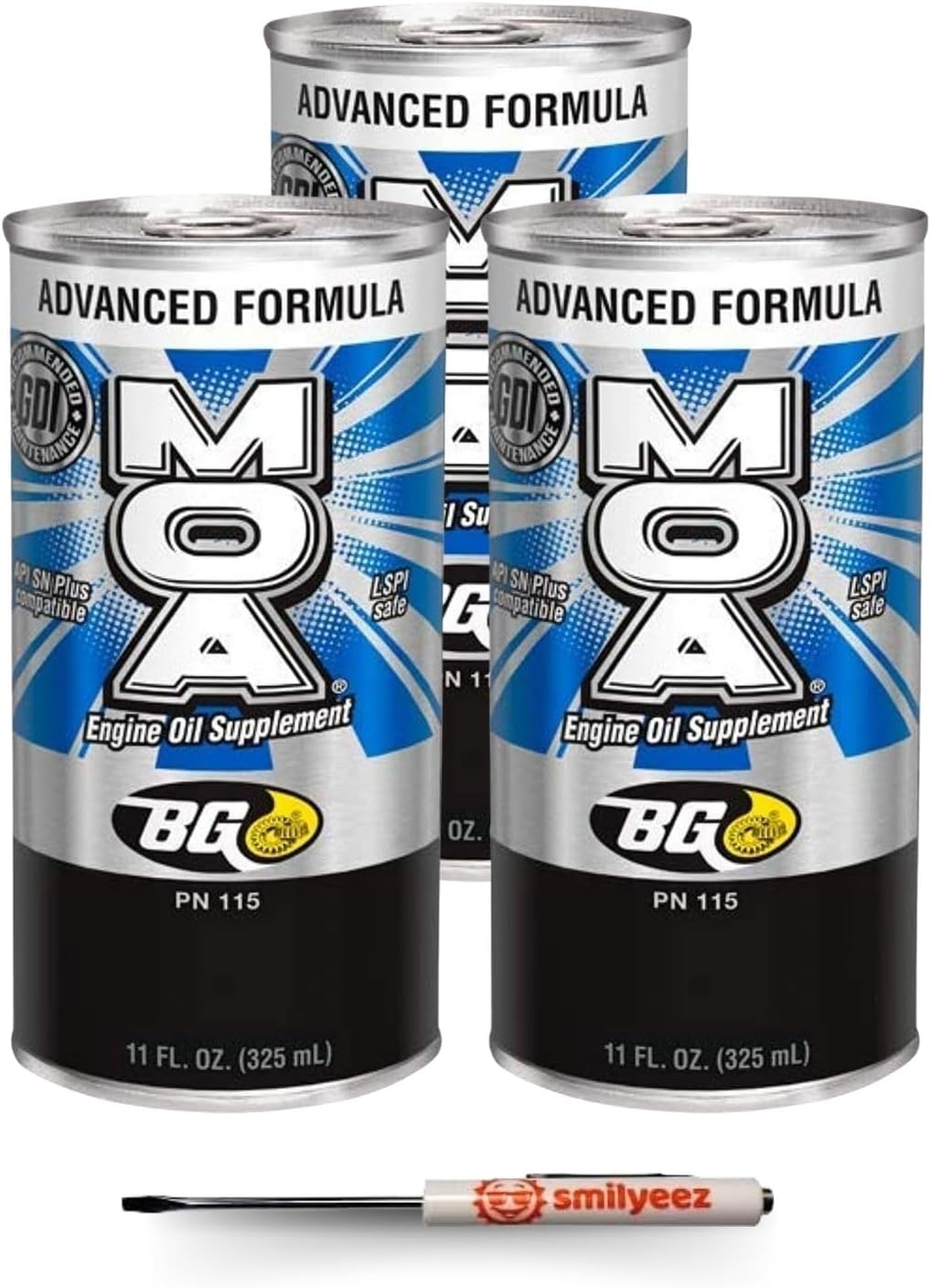 Smilyeez Listing for BG Advanced Formula MOA Motor Oil Additive - Engine Oil Supplement PN 115 (2 Cans) - with a Pocket Screwdriver