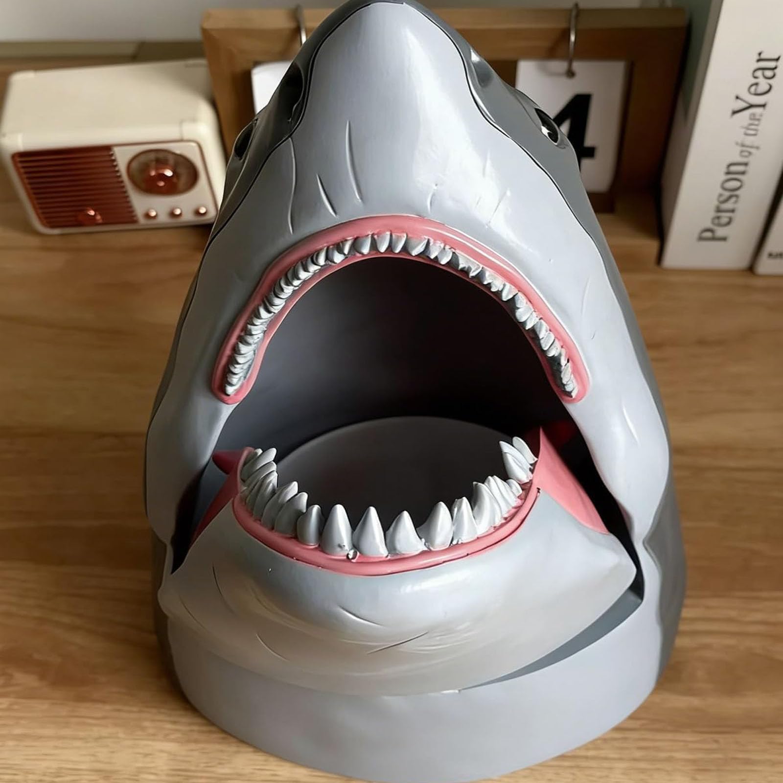Seau à pop-corn requin 50e anniversaire, support à collation en forme de requin, seau de service réutilisable de qualité alimentaire, récipient de service familial, bol à pop-corn en plastique (1pcs)