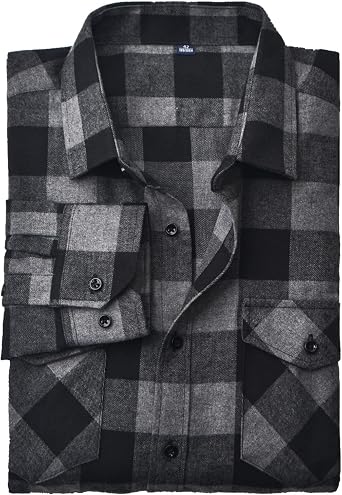 Mens Flannel Shirts Long Sleeve Button Down Regular Fit Plaid Casual Shirts
