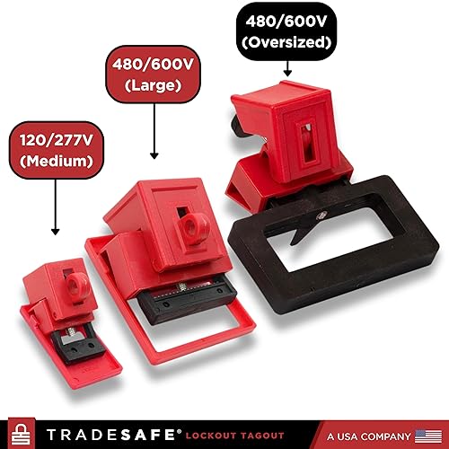 Miniatura 3 de TRADESAFE Dispositivo de bloqueo del disyuntor, paquete de 3, 480600 voltios, dispositivo de bloqueo del disyuntor de abrazadera, compatible con