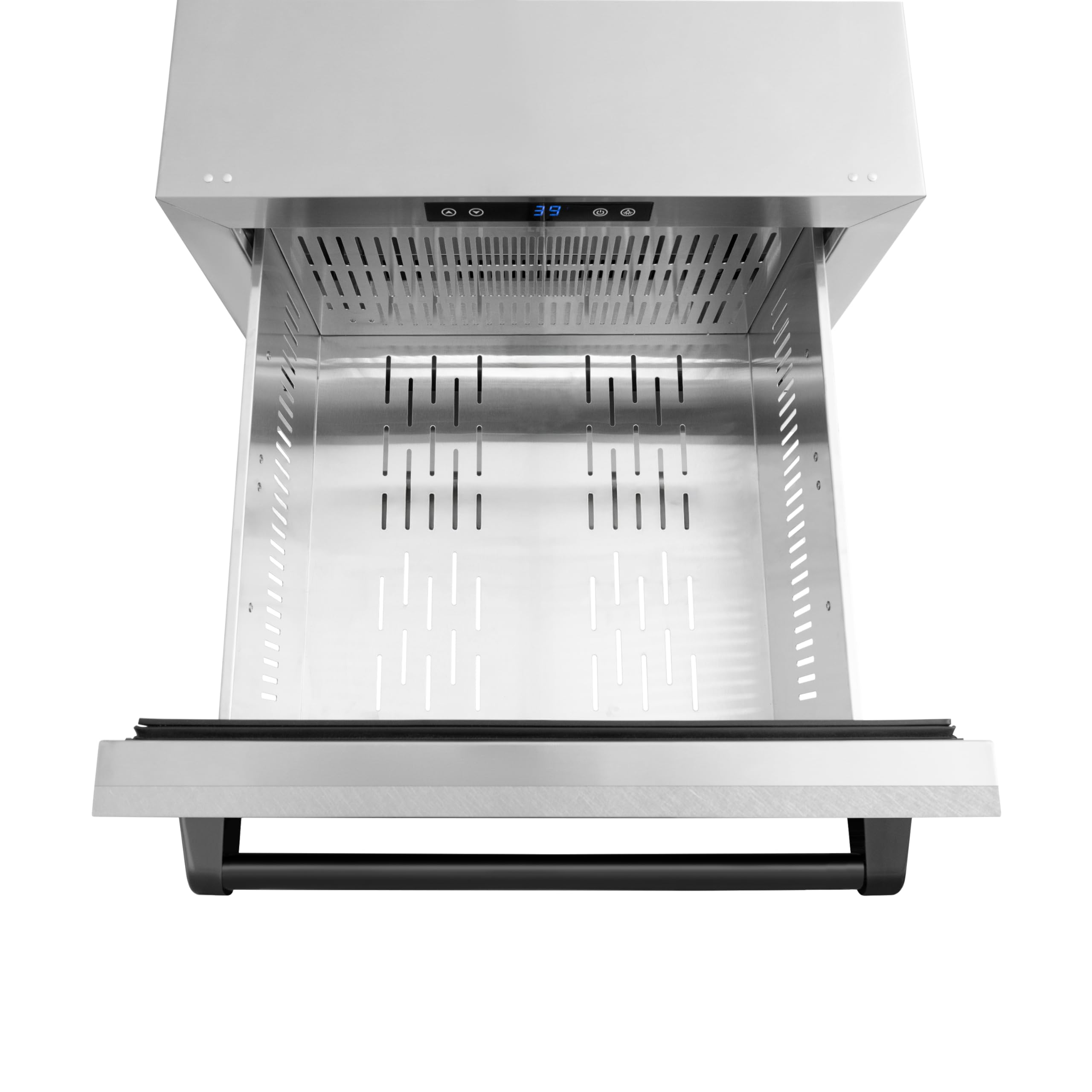 ZLINE Autograph Edition 24 in. Touchstone 168 Can Outdoor-Rated Dual Refrigerator Drawer with Satin Stainless Steel Doors and Matte Black Handles (RDSOZ-SN-24-MB) on Fridge.com