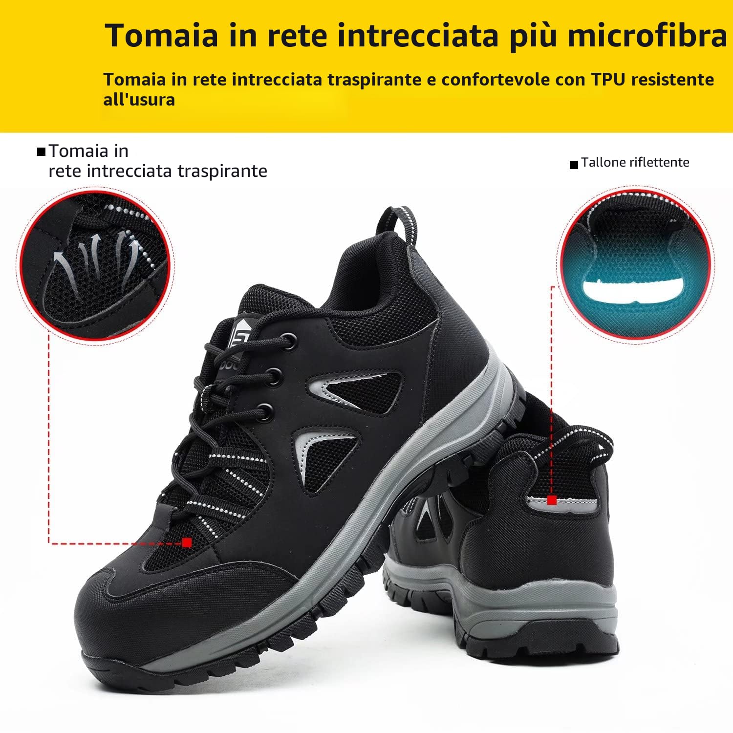 Scarpe Antinfortunistiche Uomo Donna Scarpe da Lavoro con Punta in Acciaio Leggere Comodo Sportive di Sicurezza Scarpe