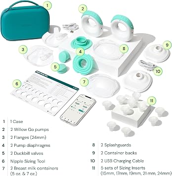 Willow Go Hands-Free Wearable Double Electric Breast Pump with Carry Case