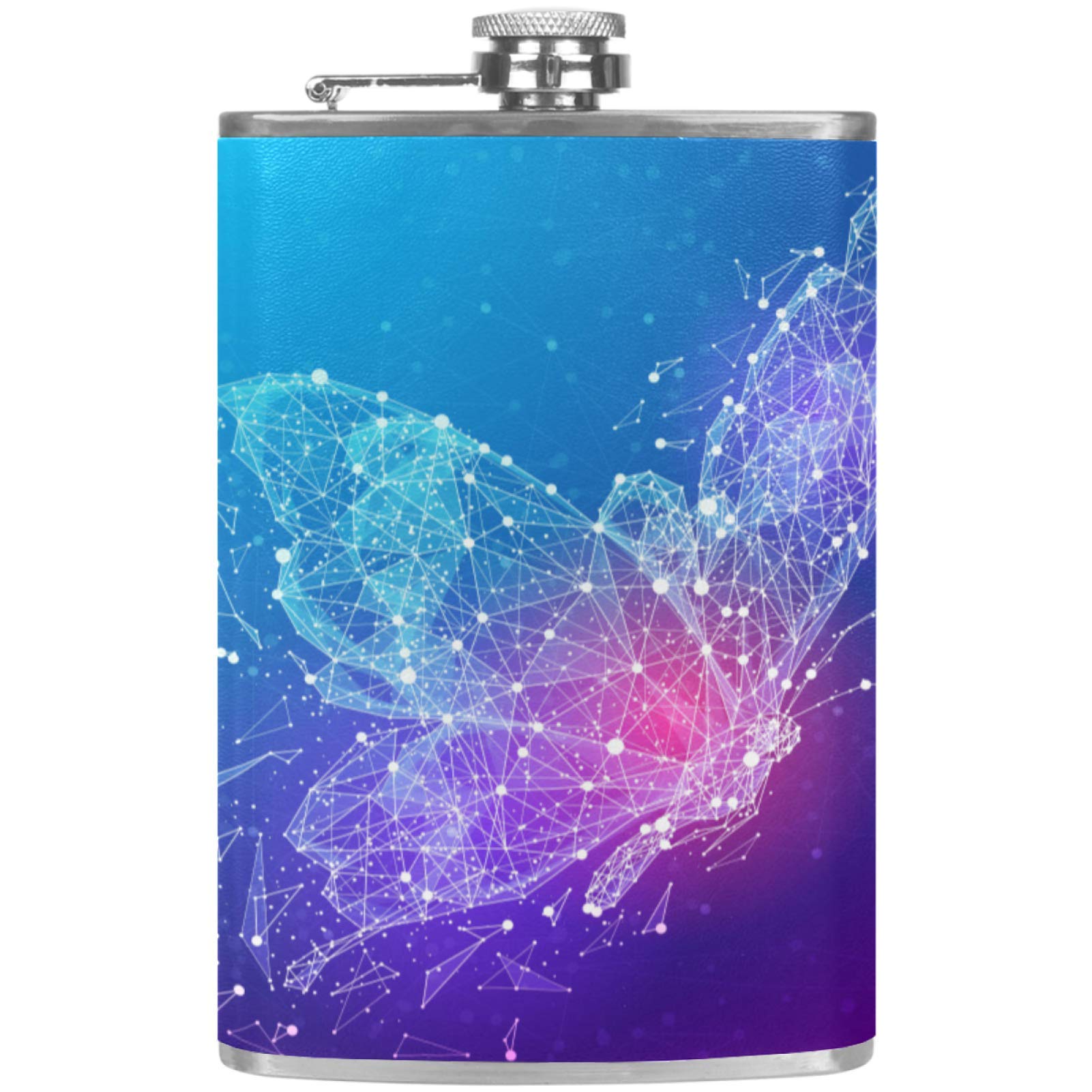 Leather Pocket Flagon Whiskey Flask with Handsel Funnel for Camping Fishing BBQ Party Bar Drinkers Wine Bottle Starry Sky