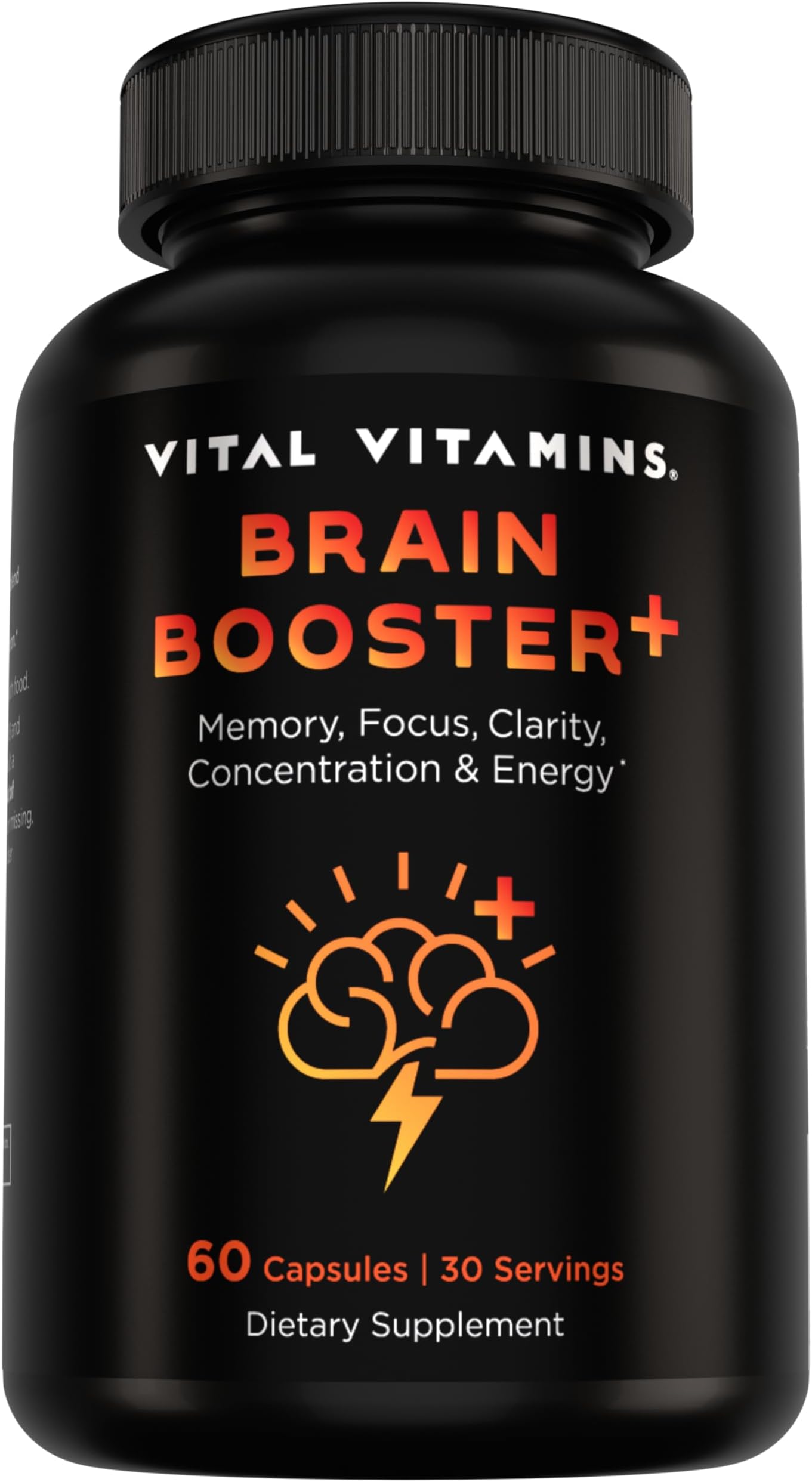 Vital Vitamins Nootropic Brain Supplement Plus - for Memory, Focus, Concentration, Neuro Energy, Clarity - with Lion's Mane Mushrooms - 60 Capsules
