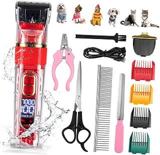 HEMOTON 1Set Dog Grooming Clipper Kit Rechargeable Cordless Trimmer with Low Noise LED Screen Washable Design for Cats and Dogs Includes Multiple Accessories for Easy