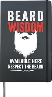 Beard Wisdom Available Here Funny Bearded Man Respect Beard Hardcover Journal, Black