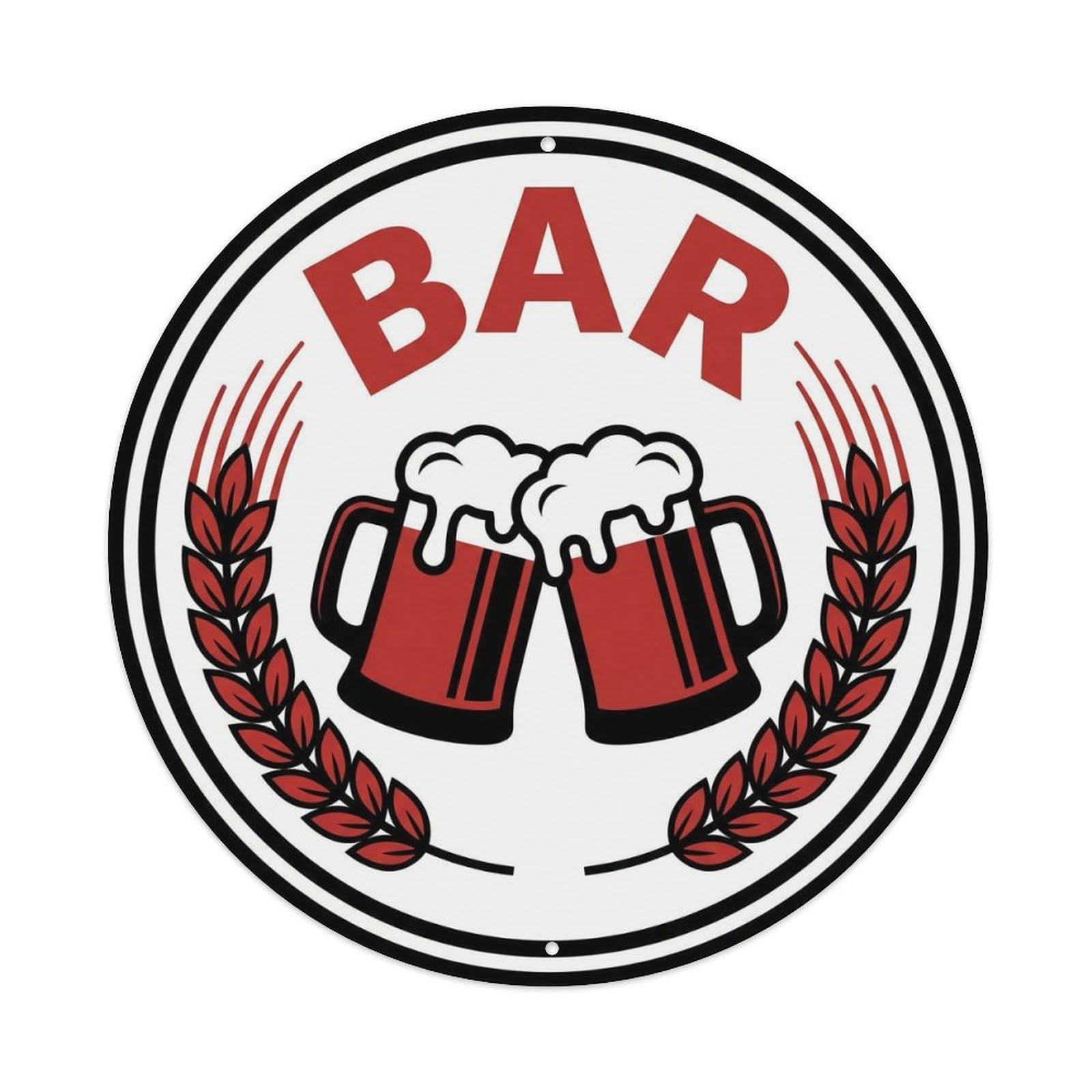 Vintage BAR Rustic Brewery Emblem 1 Metal Tin Sign Plaque Wall Decor for Cafe, Club, Garden Round Metal Poster 8x8Inch