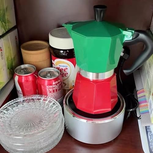 Miniatura 5 de Cafetera Moka Pot - Cafetera italiana de 6 tazas/10 onzas, cafetera espresso para estufa de gas o cerámica eléctrica, para camping, manual de café