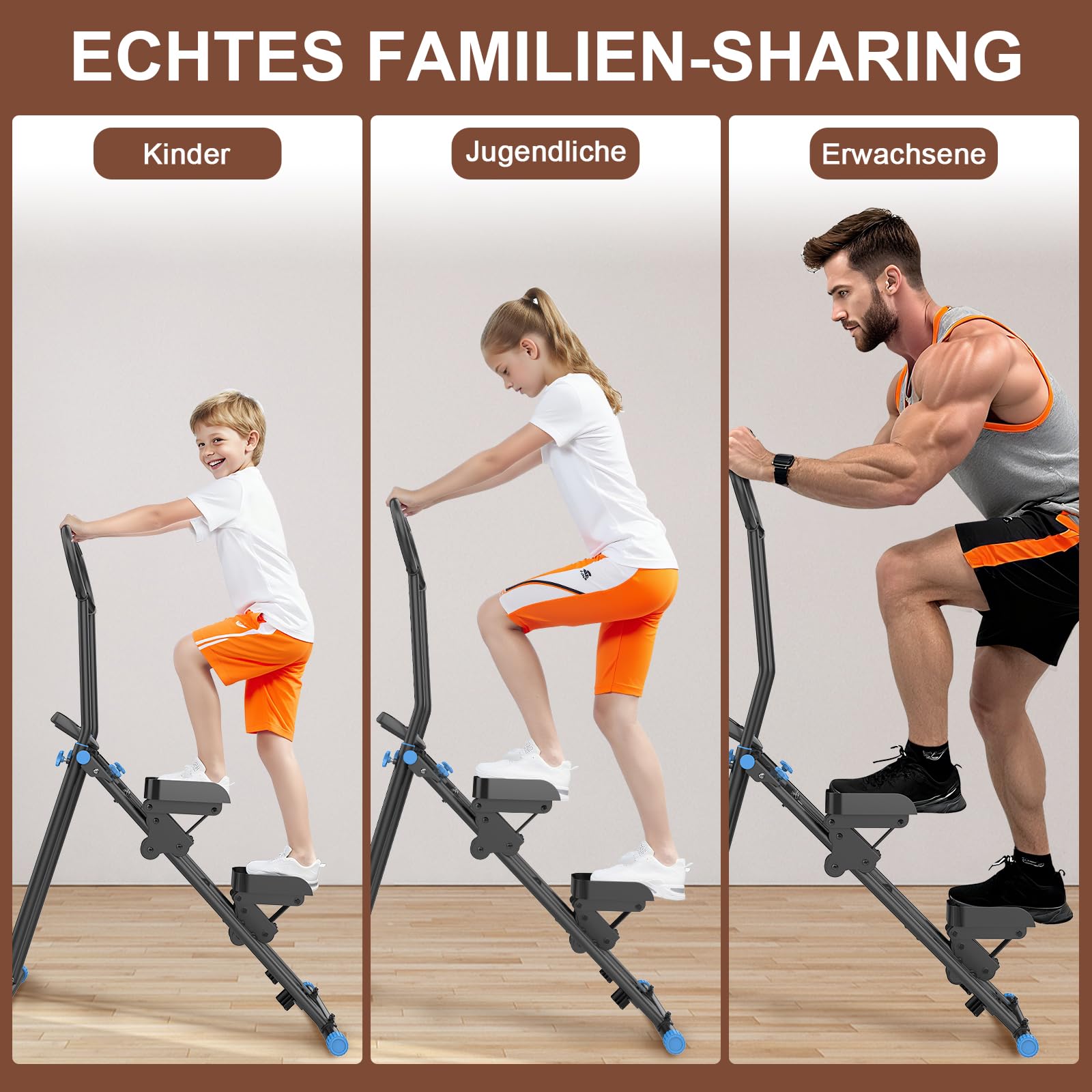 HXD-ERGO Vertical Climbing Machine, Stepper Pedale Portatile Pieghevole, Cross Trainer con Display LCD per Strumenti, Allenamento a Casa, Palestra, Manubrio Regolabile