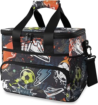 Amazon クーラーボックス おしゃれ 小型 15l 釣り 大型 ピクニック用 保冷 サッカー グラフィティ 欧米風 アウトドア キャンプ 冷剤入れ可 人気 ソフト 部活 Alaza クーラーボックス
