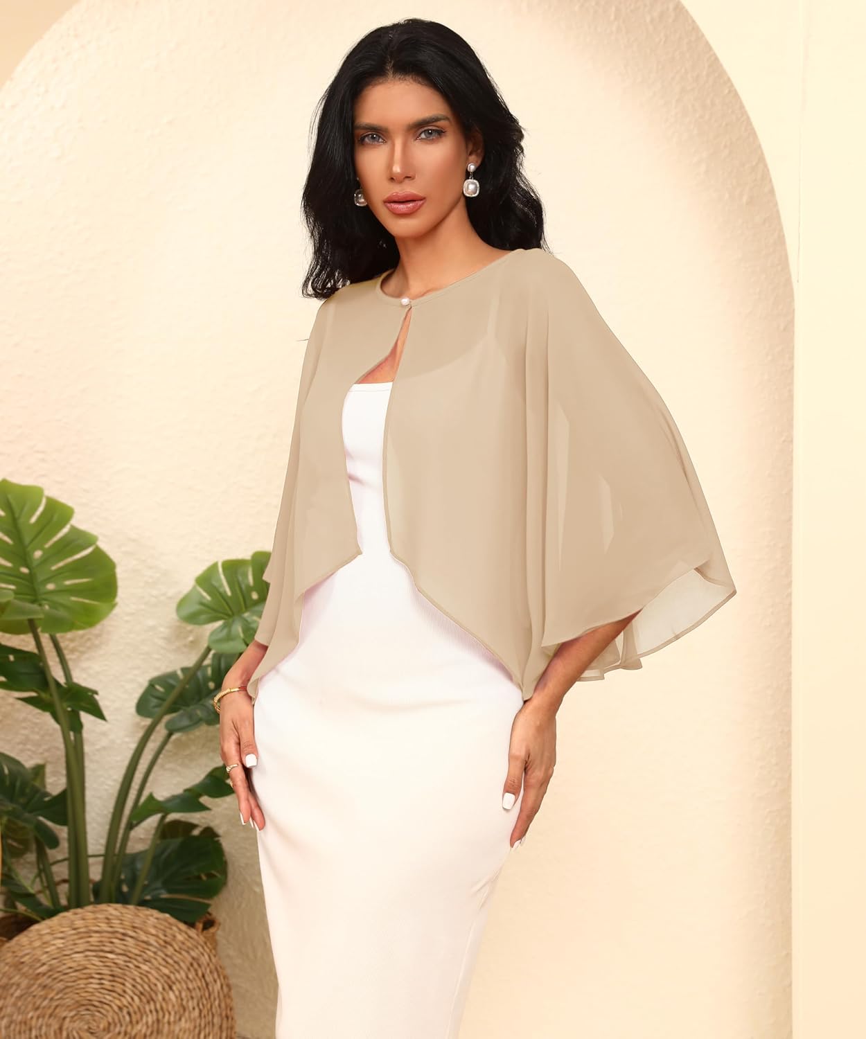 Chiffon Large Capelets Shawl Wraps Women's Girls Shrug for Evening Dress Wedding Cape Cover Up 1920s