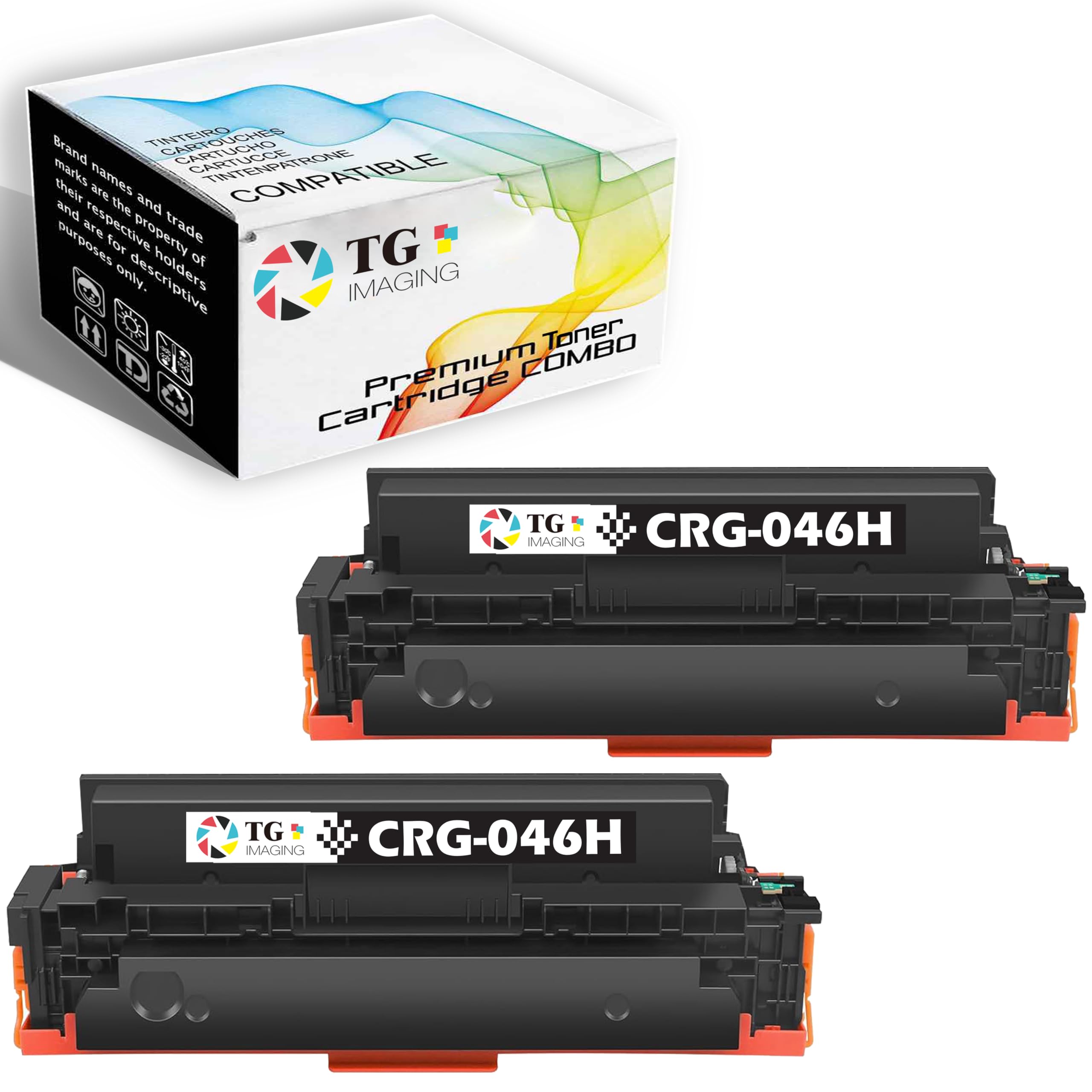 TG ImagingReplacement for Canon 046H Toner Cartridge 046HBK CRG-046H 046 CRG-046 for Color ImageCLASS MF731Cdw MF735Cdw LBP654Cdw MF733Cdw Laser Printer (2xBlack High Yield, Black Only)