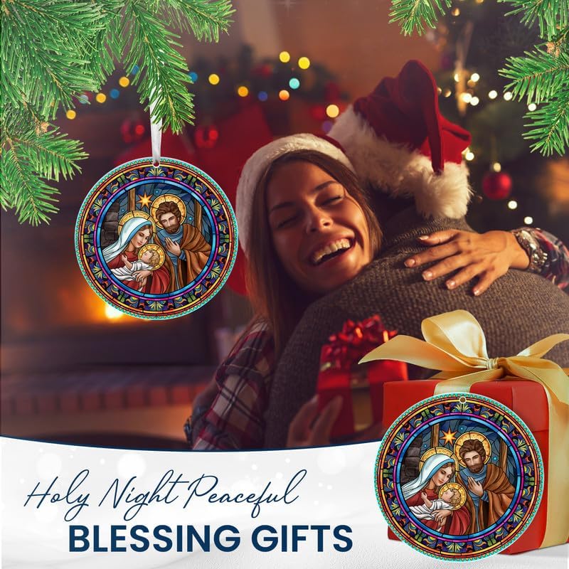 Christmas Christian Gifts for Women Men - Acrylic Christmas Ornaments 2025 - Catholic Spiritual Religious Gifts for Women Mom, Nativity Ornaments for Tree Decorations Stocking Stuffers - Image 9