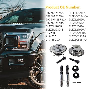 Variable Camshaft Timing Cam Phaser Kit | Fit for Ford Expedition Explorer F-150 F-250 F-350 Mustang, Lincoln Navigator Mark LT, Mercury Triton 5.4L, 4.6L 3V | OE# 3R2Z6A257DA, 917250, 8L3Z6M280B