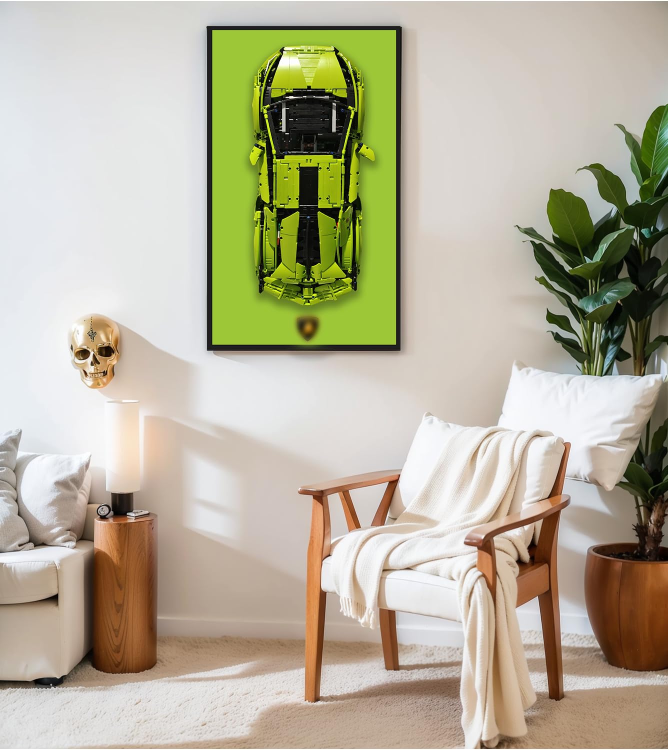 Tablero de pared para Lego Technic Lamborghini Sián FKP 37 42115, compatible con coches Lego Lamborghini, ideas de regalo para los entusiastas del montaje en pared de automóviles Lego, 19.7 x 31.5