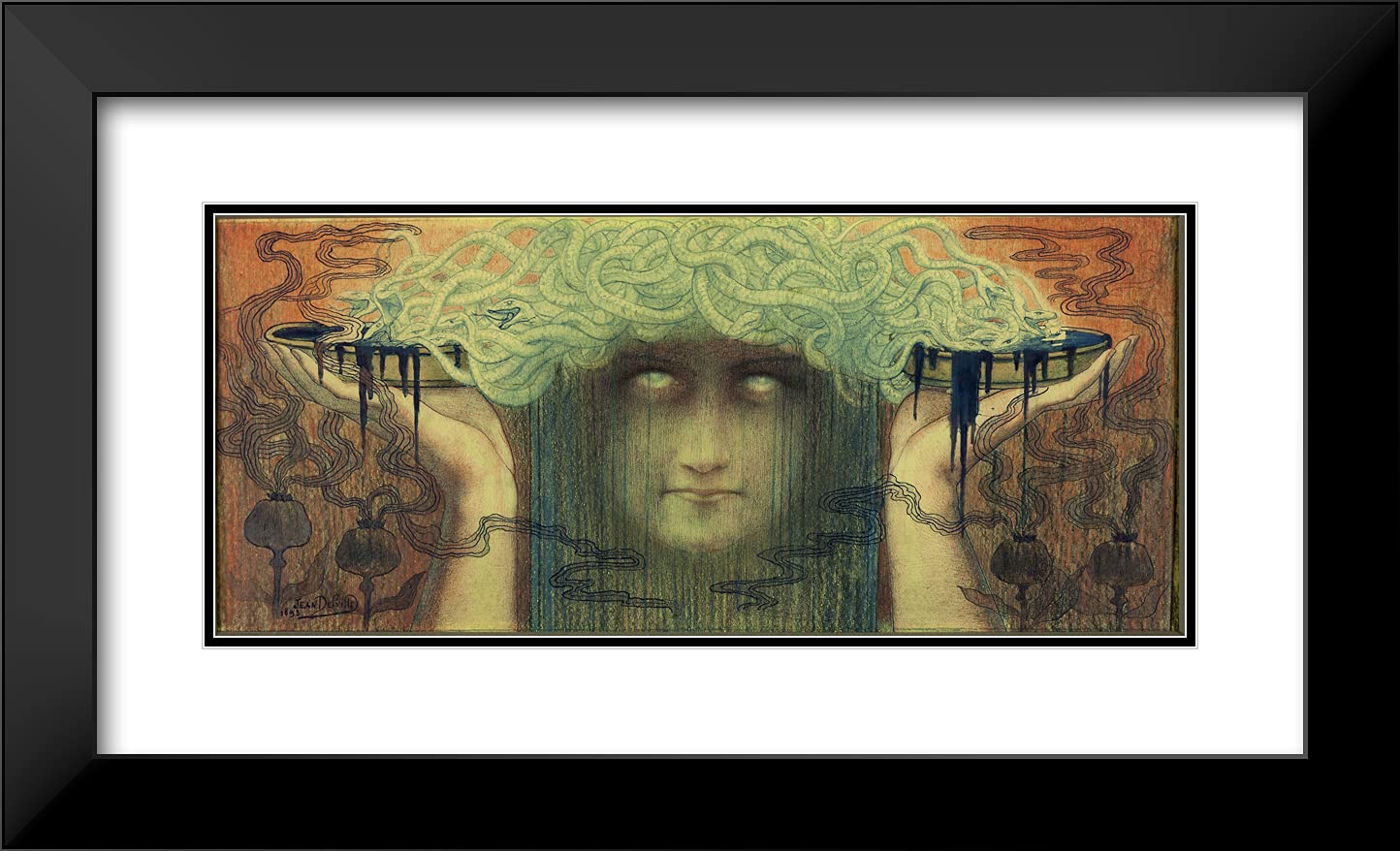 Amazon.com: ArtDirect Jean Delville 24x15 Black Modern Framed and