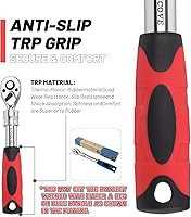 Vista 2 de Trinquete Extensible de 1/2 Pulgada, Llave de Vaso Duradera con Mango Largo de 72 Dientes de Liberación Rápida Reversible, Herramienta Manual