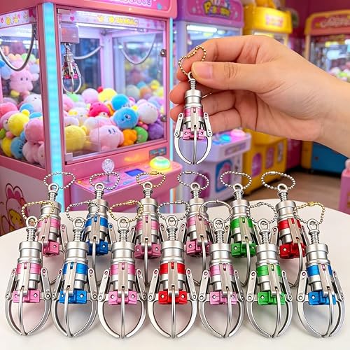 12 Pcs Bulk Mini Claw Crane Goodie Bag Stuffer for Adults Christmas keychain,School Classroom Party Birthday Favors Sipplies