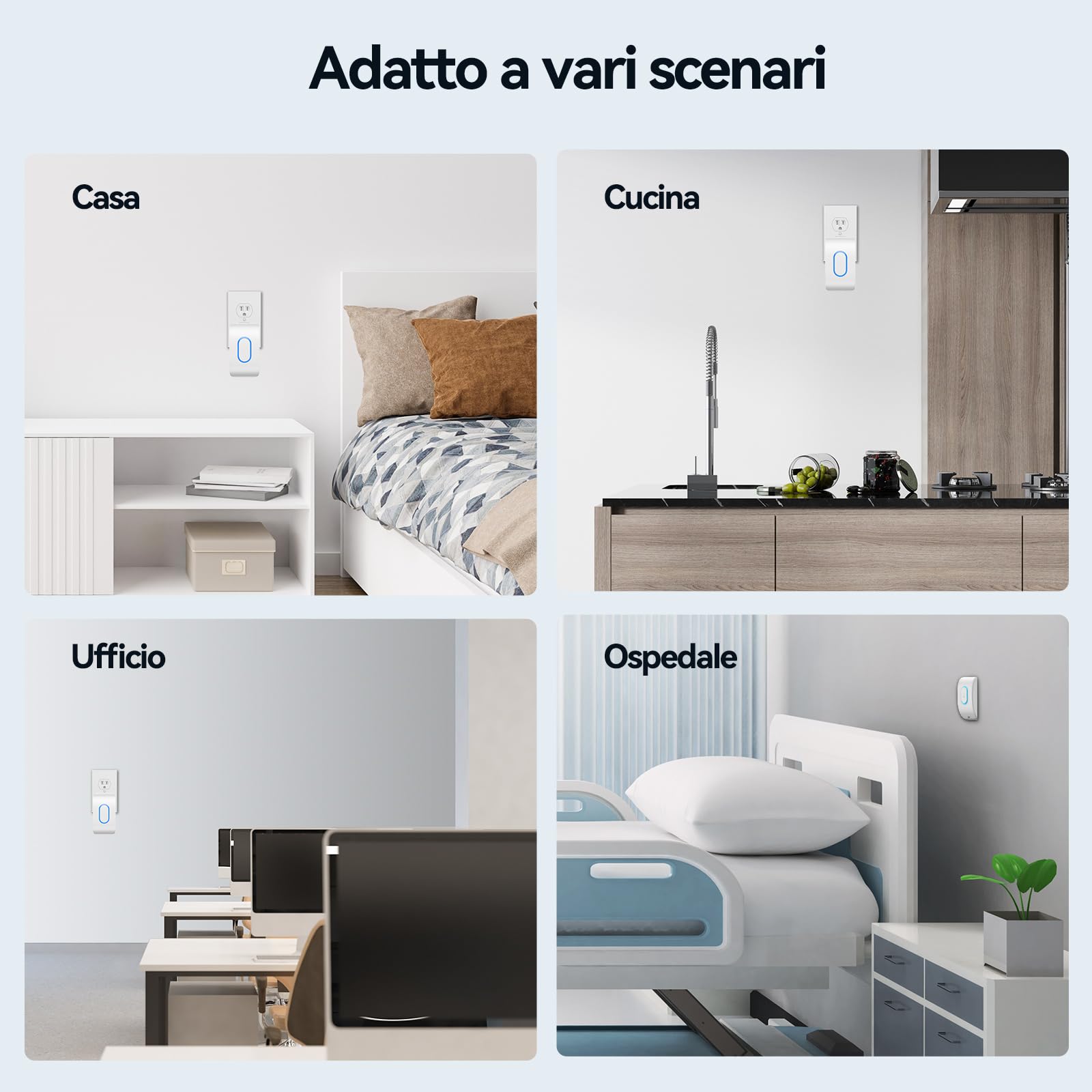 TECKNET Campanello Senza Fili, Portata 400m 60 Melodie e 5 Livelli di Volume Indicatori LED de Esterno IP65 Impermeabile Campanelli Wireless, Bianco, 1 Trasmettitore + 3 Ricevitori