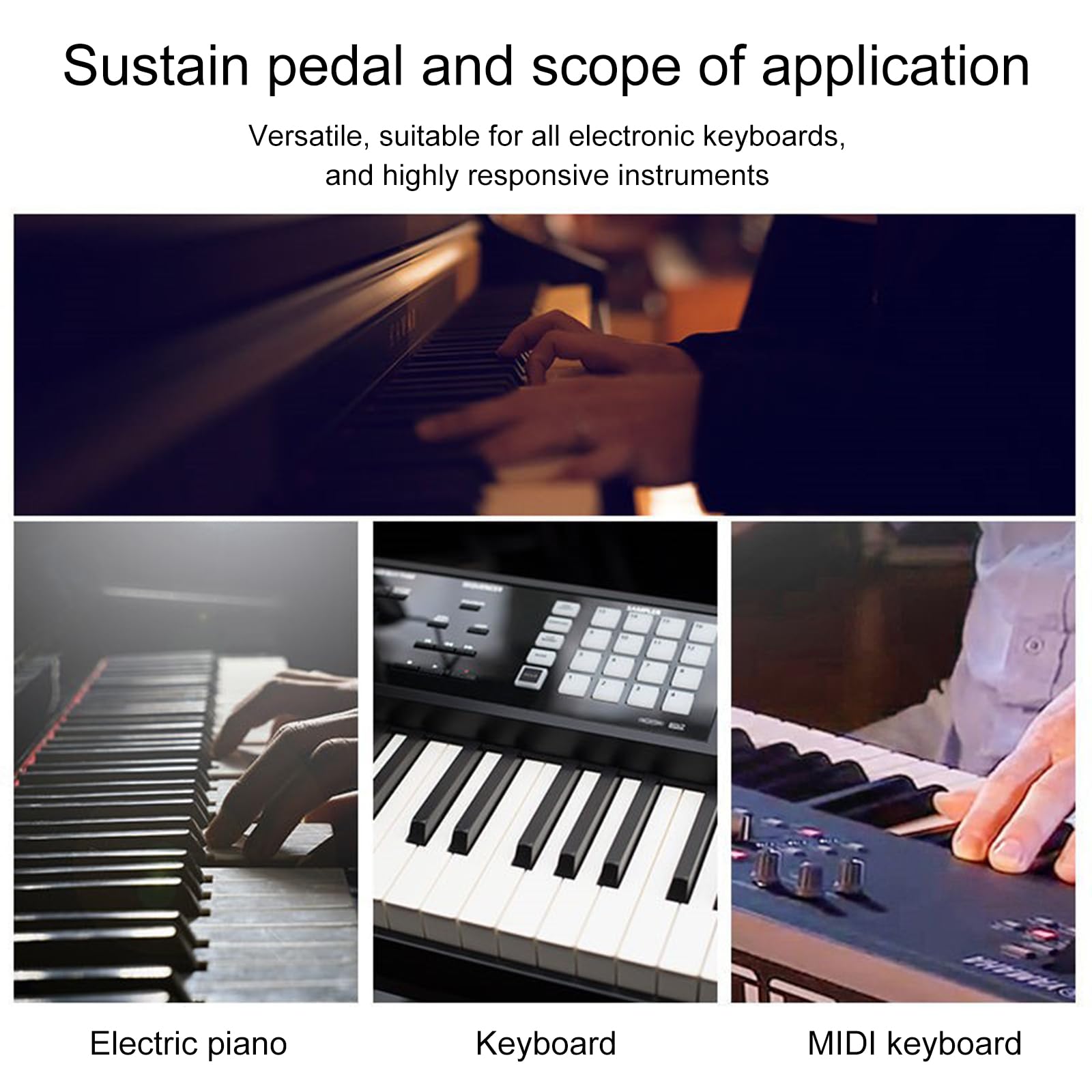 Pédale Piano Sustain,Pédale Sustain,Pédales pour Piano Numérique,Pédale de Sustain Universelle,Convient aux instruments à clavier,Pianos numériques