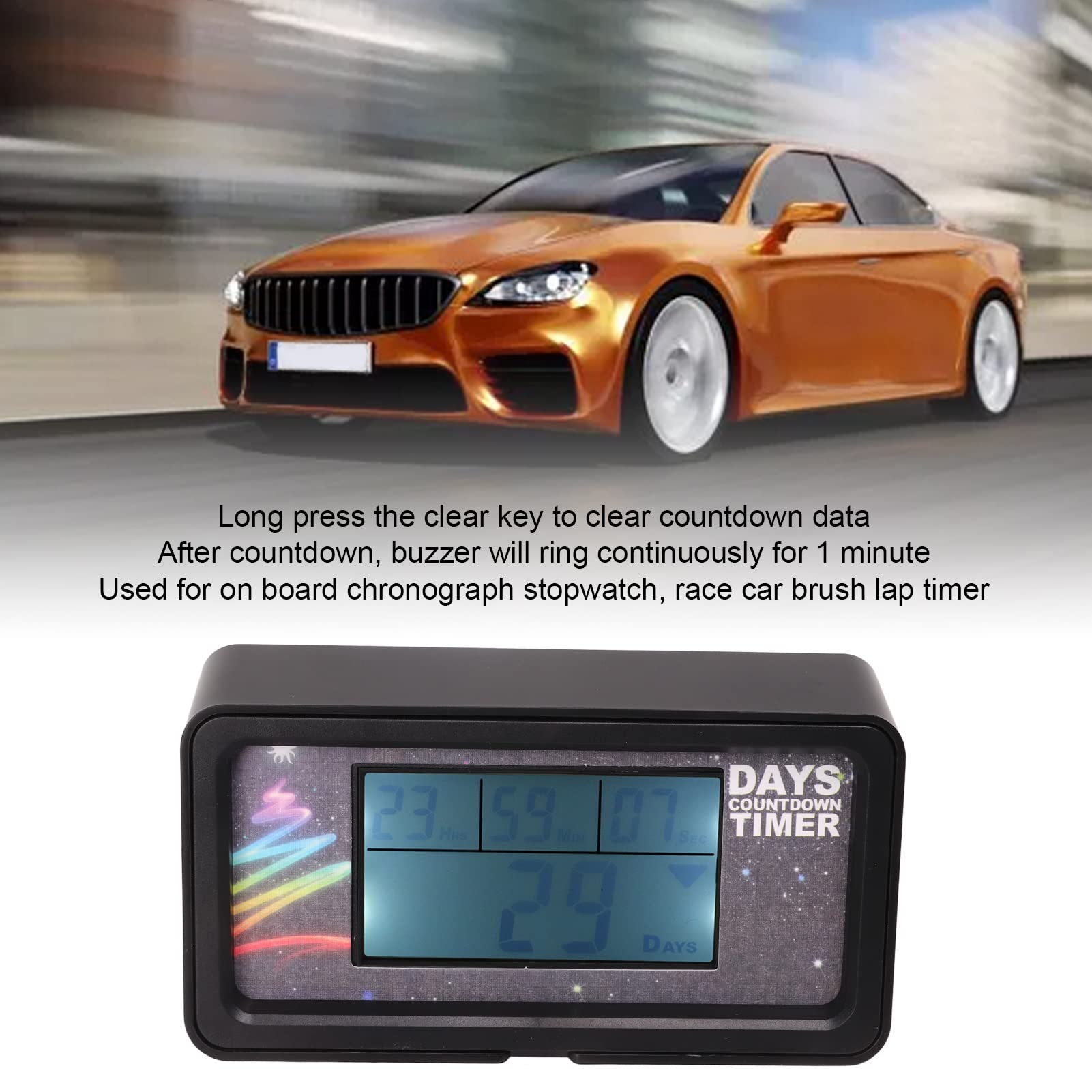 Bediffer Temporizador de Cuenta Regresiva de Días Digitales con Retroiluminación para Entusiastas de Las Carreras Pantalla LCD 0-9999 Días Recordatorio de 1 Minuto
