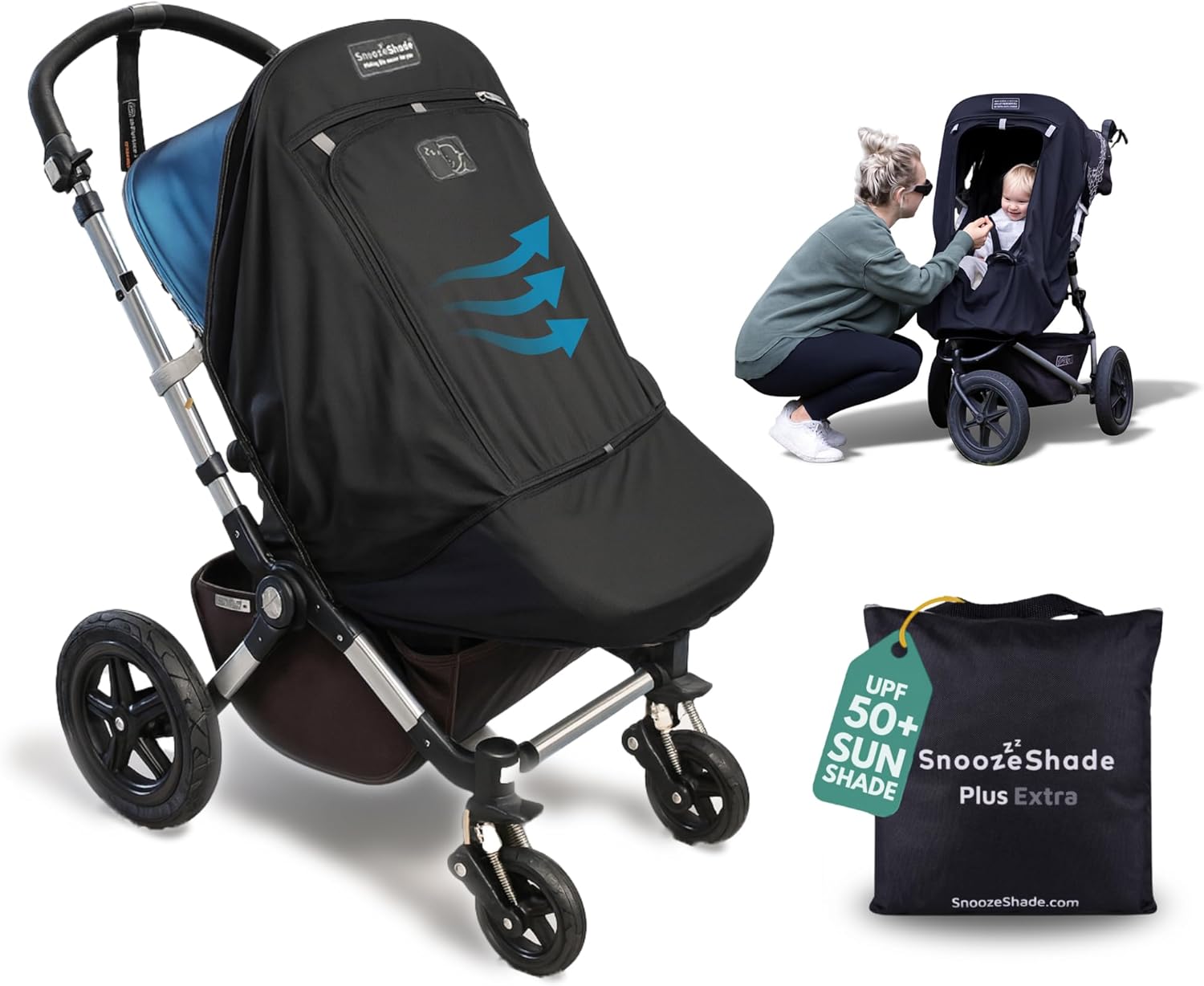 SnoozeShade Plus Extra Pram and Stroller Sun Shade Cover