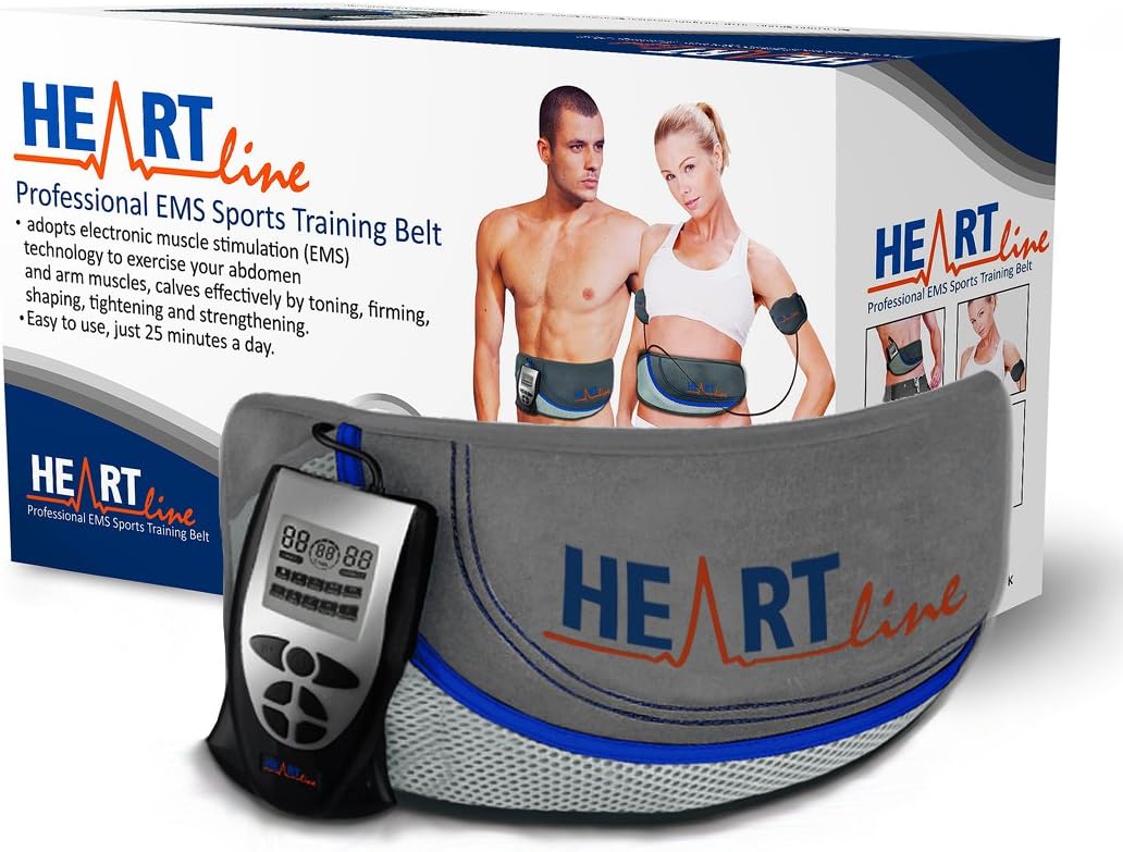 Heartline Ab Belt Professional Advanced Unisex Toning Belt, Six Pack Adjustable Waist EMS Abdominal, (NO REPLACEMENT PADS OR GEL REQUIRED JUST USE WATER), Tone Your Stomach Muscles Today!